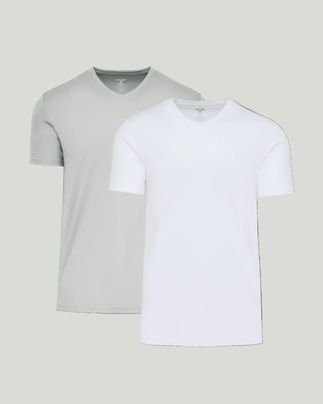 Steel White Pima V-Neck 2-Pack sold by True Classic