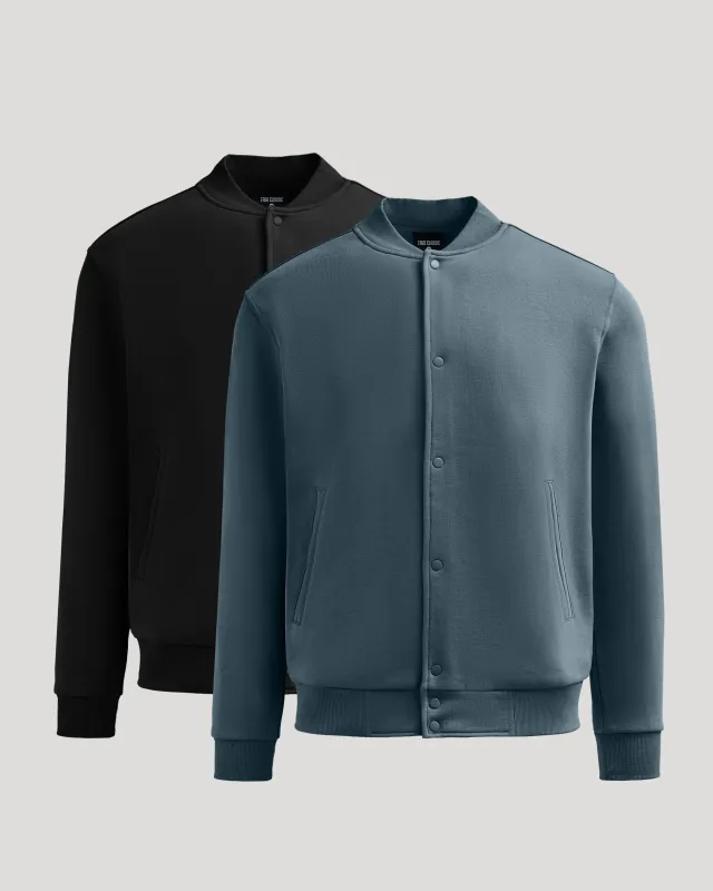 Black & Neptune Bomber Fleece Jacket 2-Pack sold by True Classic