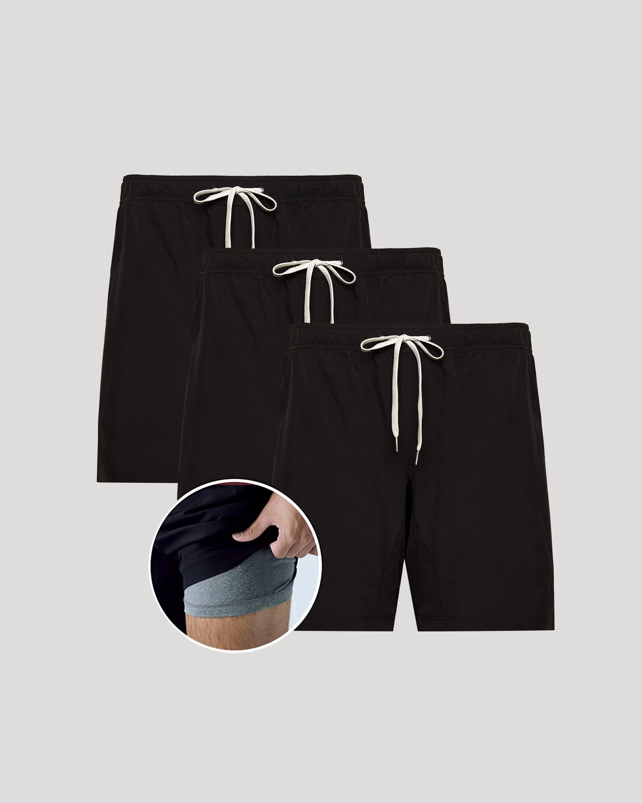 9" All Black Active Quick Dry Shorts 3-Pack sold by True Classic