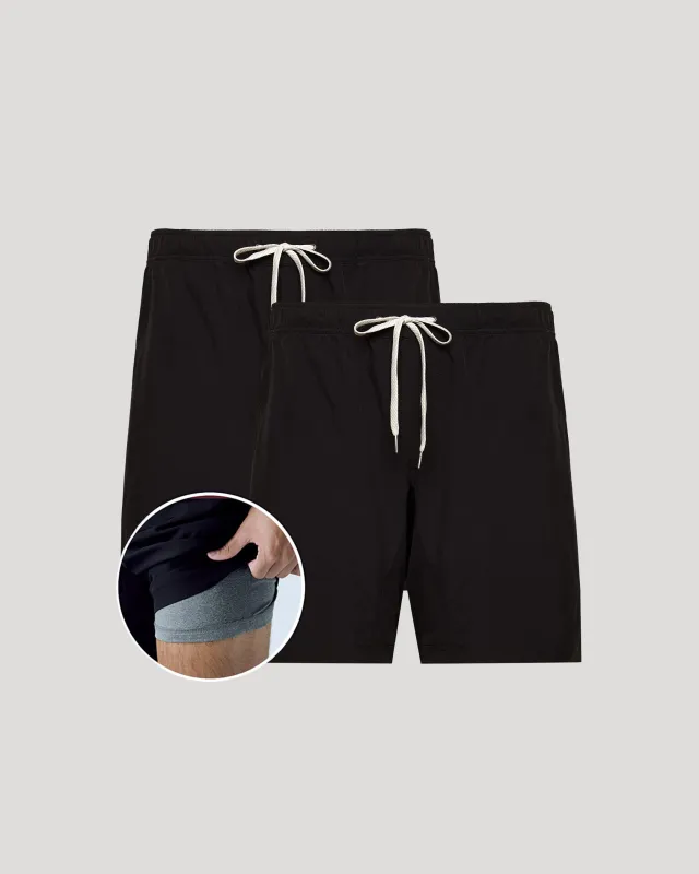 9" All Black Active Quick Dry Shorts 2-Pack sold by True Classic