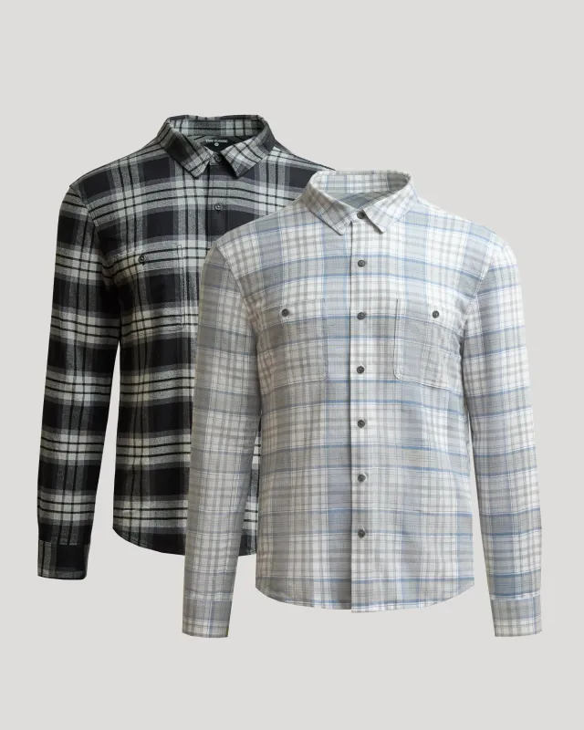 Onyx Plaid & Slate Plaid Flannel Shirts 2-Pack sold by True Classic