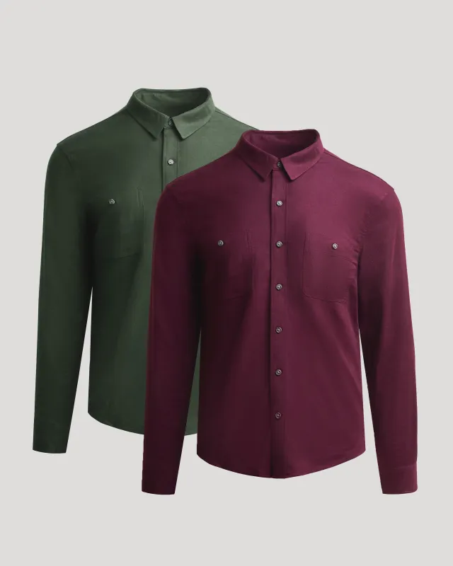 Aubergine & Woodland Flannel Shirts 2-Pack sold by True Classic