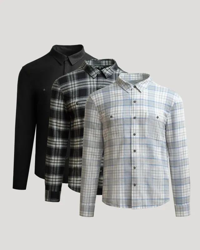 Long Sleeve Flannel Shirts 3-Pack sold by True Classic