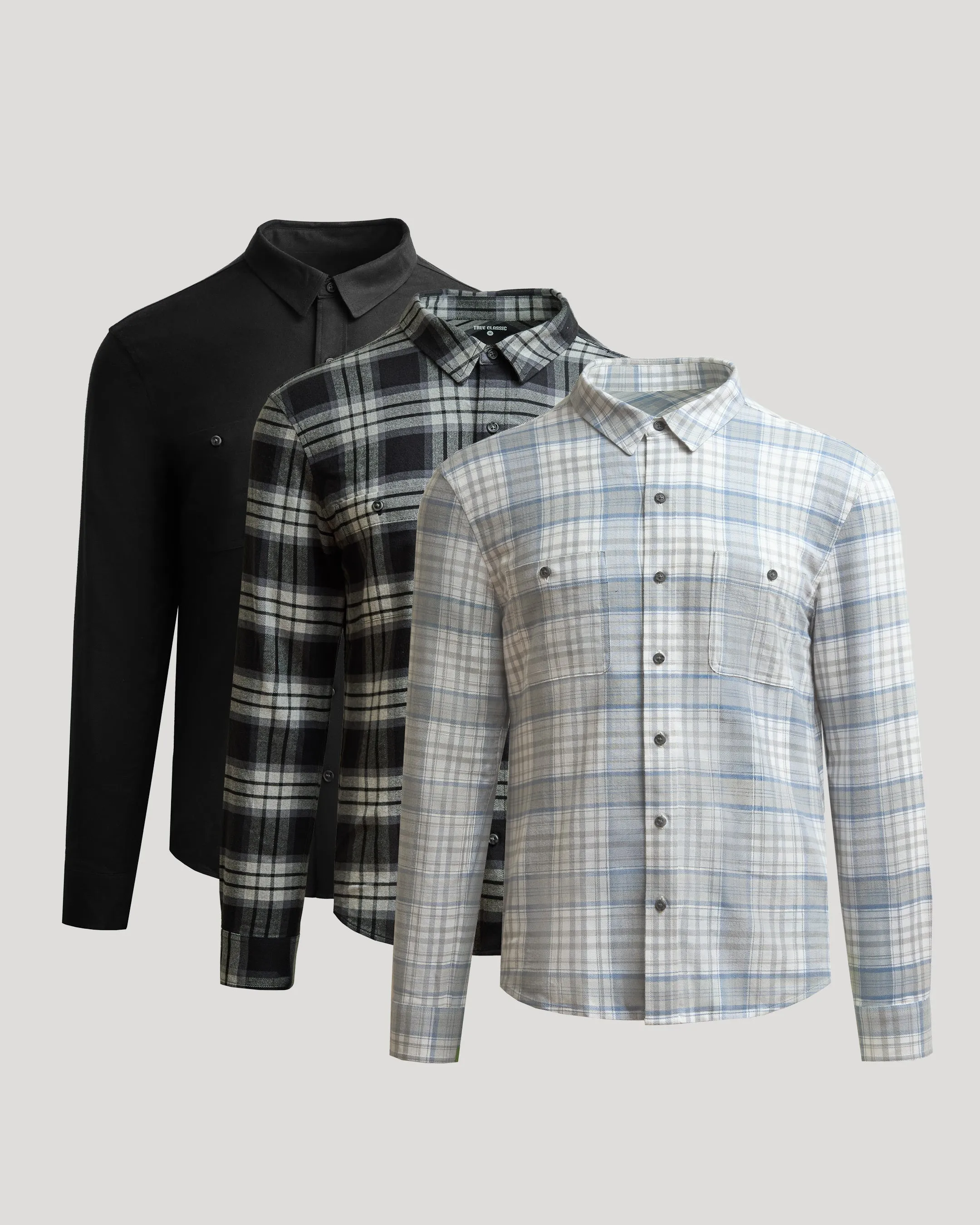 Long Sleeve Flannel Shirts 3-Pack sold by True Classic