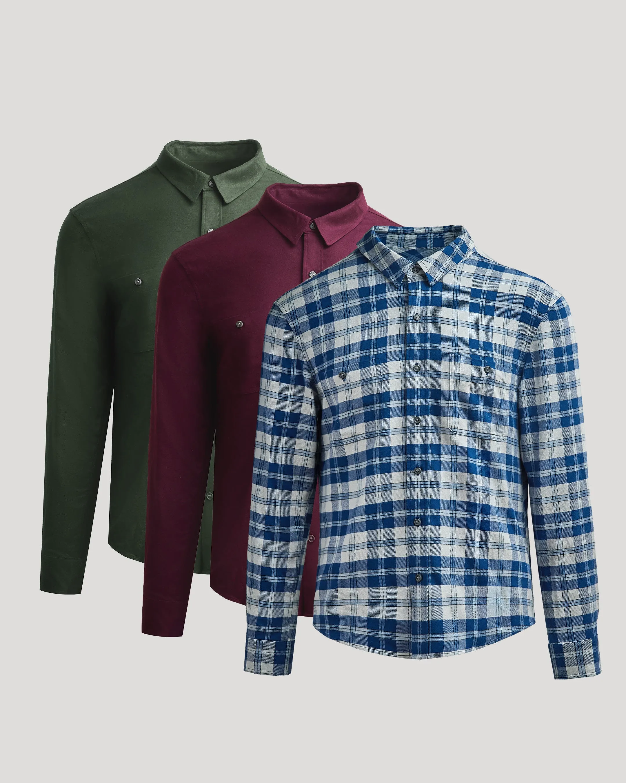 Long Sleeve Flannel Shirts 3-Pack sold by True Classic