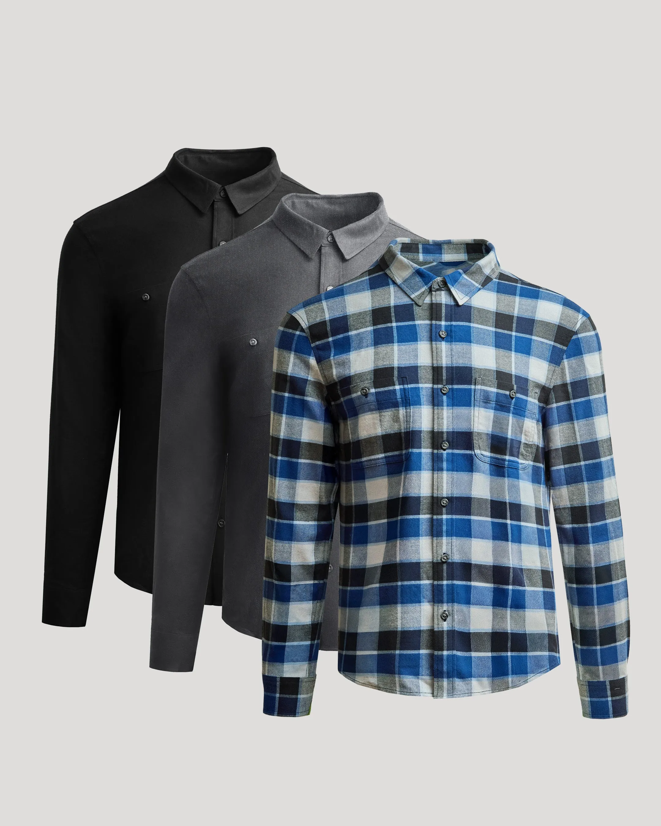 Long Sleeve Flannel Shirts 3-Pack sold by True Classic