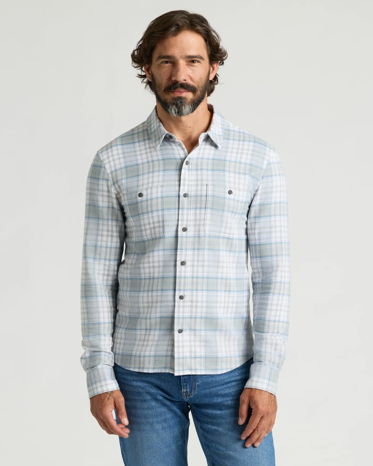 Slate Plaid Long Sleeve Flannel Shirt sold by True Classic