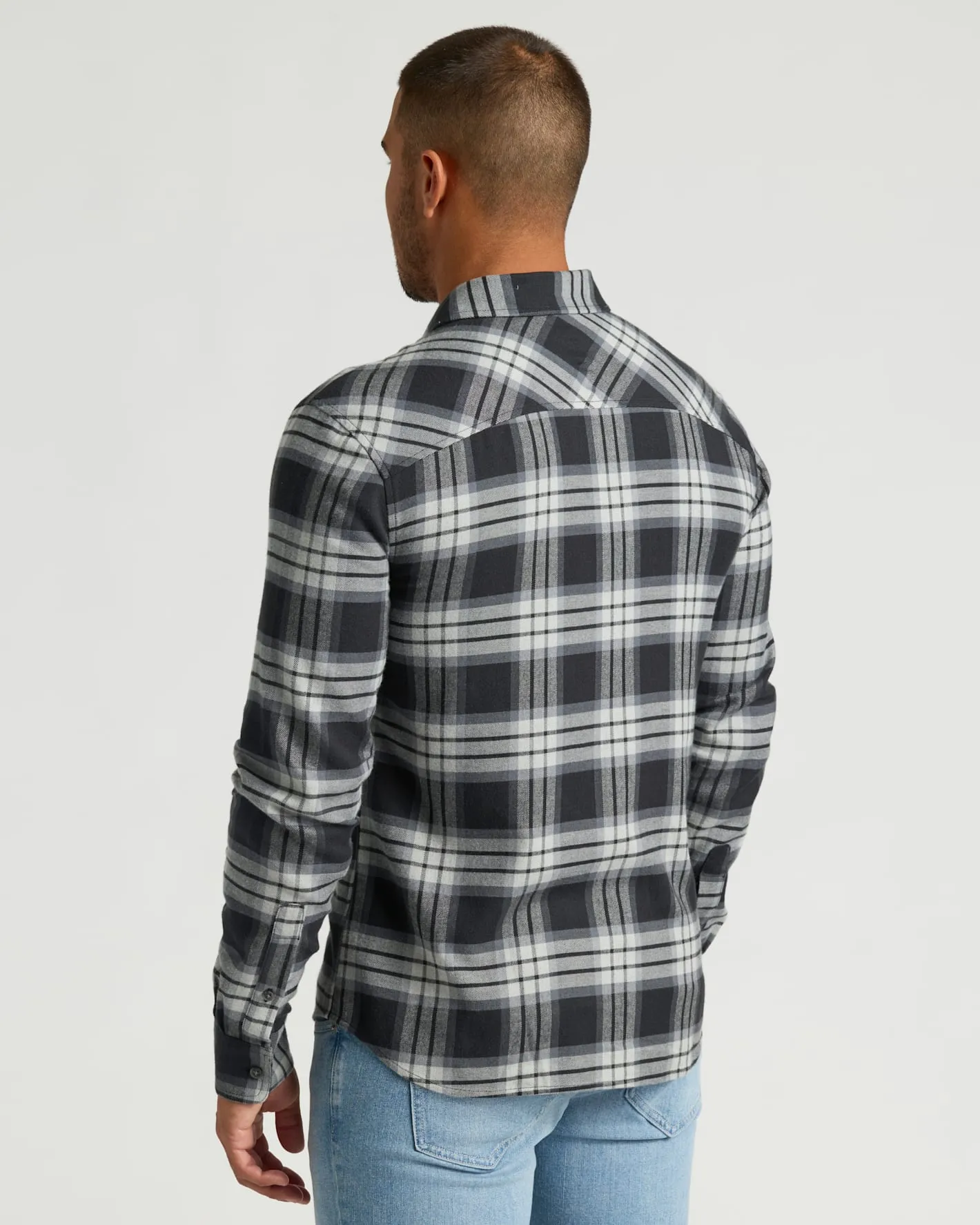 Onyx Plaid Long Sleeve Flannel Shirt sold by True Classic product image thumbnail 3