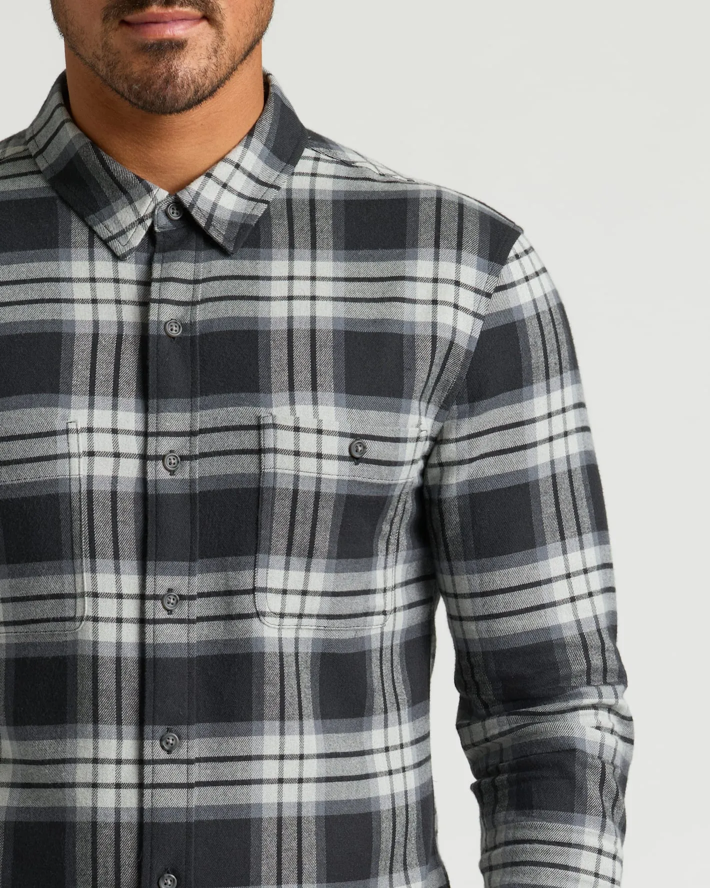 Onyx Plaid Long Sleeve Flannel Shirt sold by True Classic product image thumbnail 5