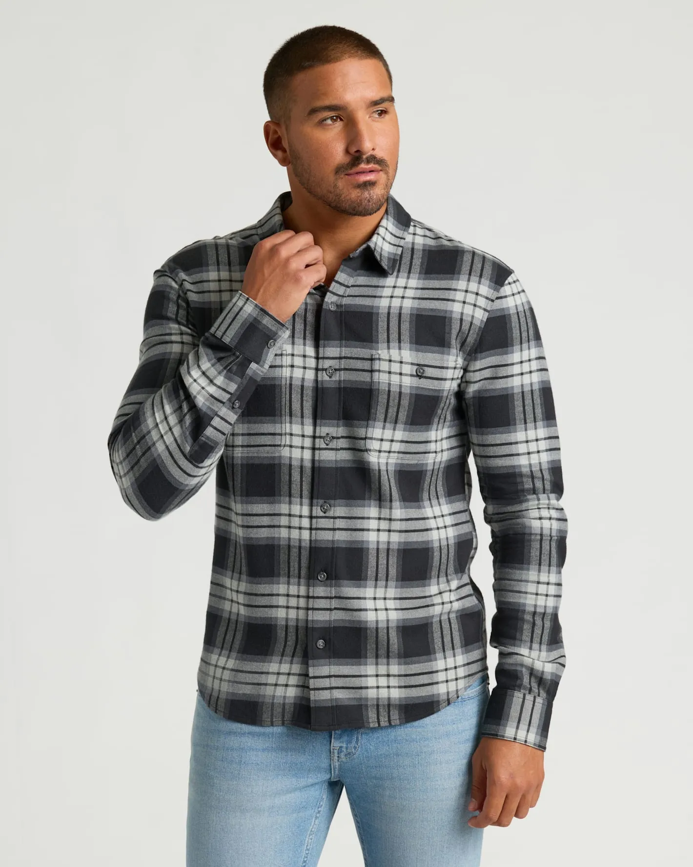 Onyx Plaid Long Sleeve Flannel Shirt sold by True Classic