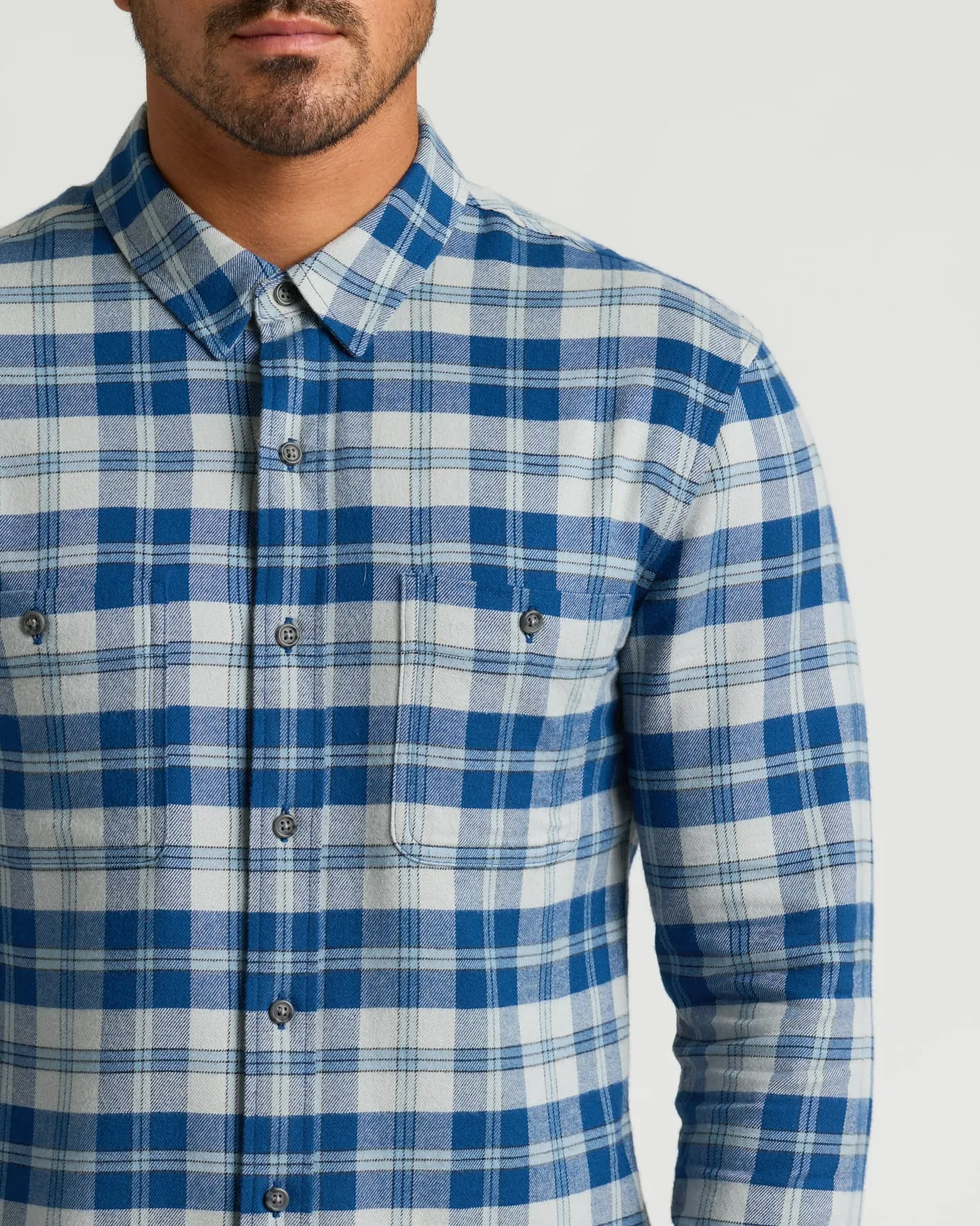 Marine Plaid Long Sleeve Flannel Shirt sold by True Classic product image thumbnail 5