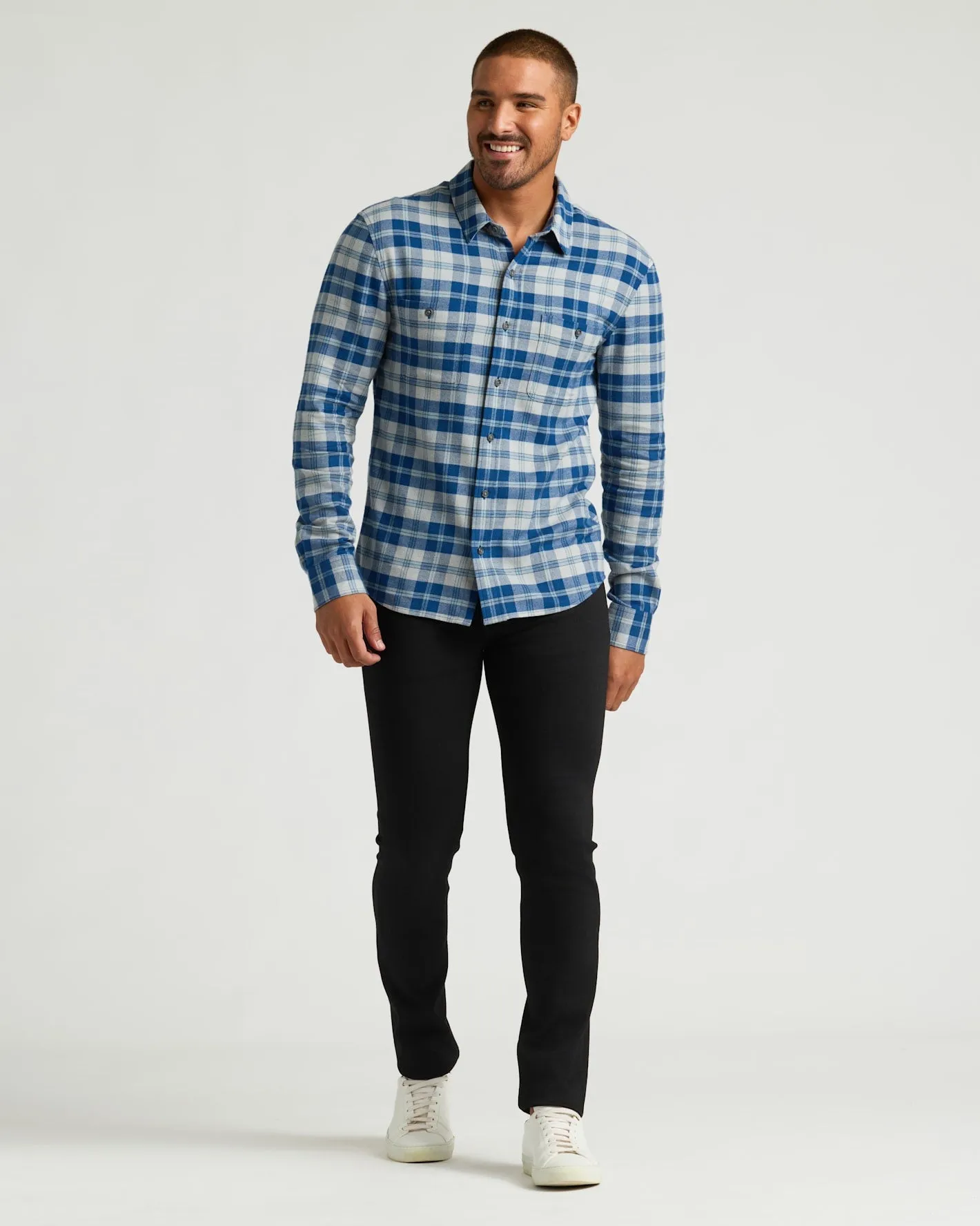 Marine Plaid Long Sleeve Flannel Shirt sold by True Classic product image thumbnail 4