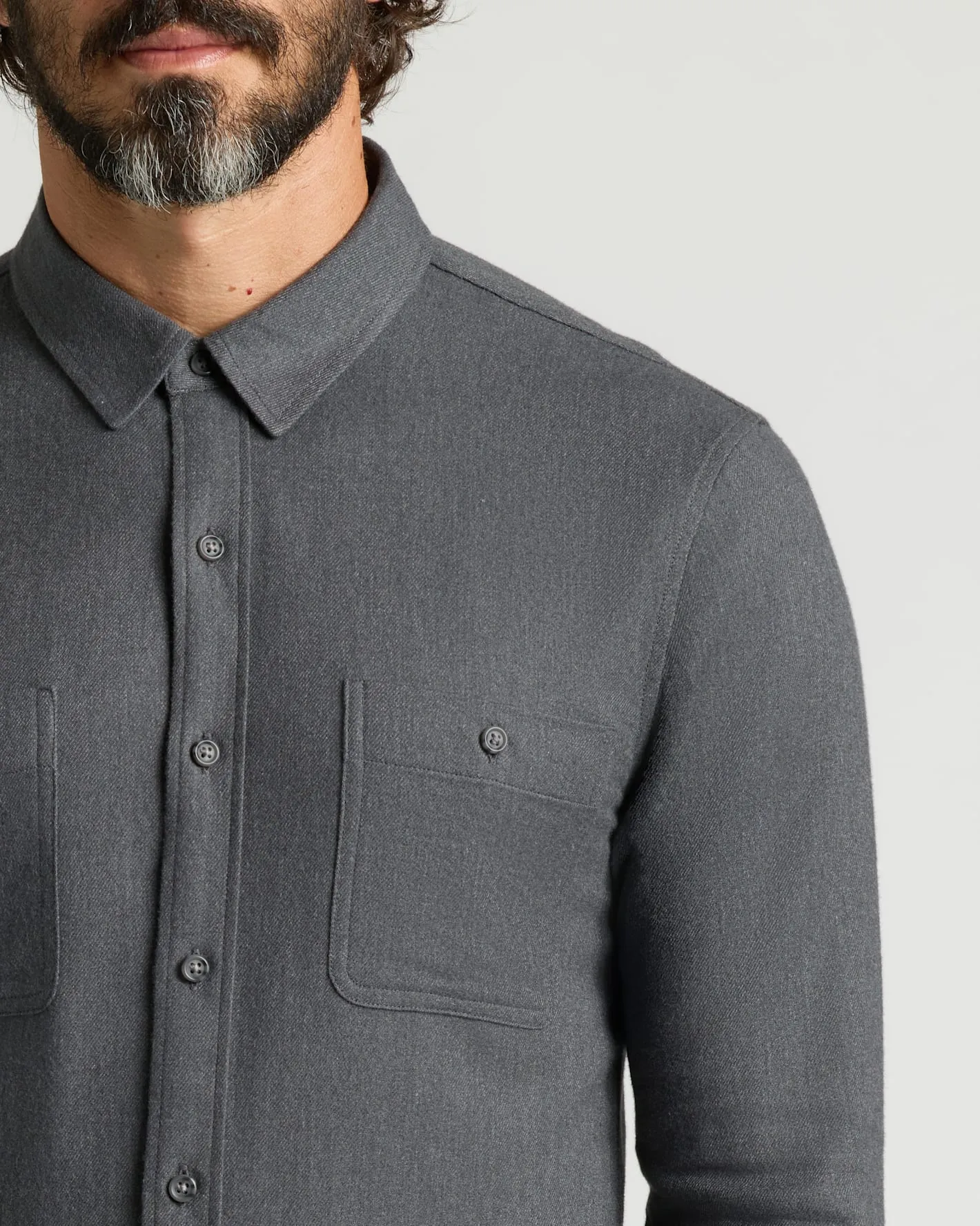 Charcoal Heather Gray Long Sleeve Flannel Shirt sold by True Classic product image thumbnail 5