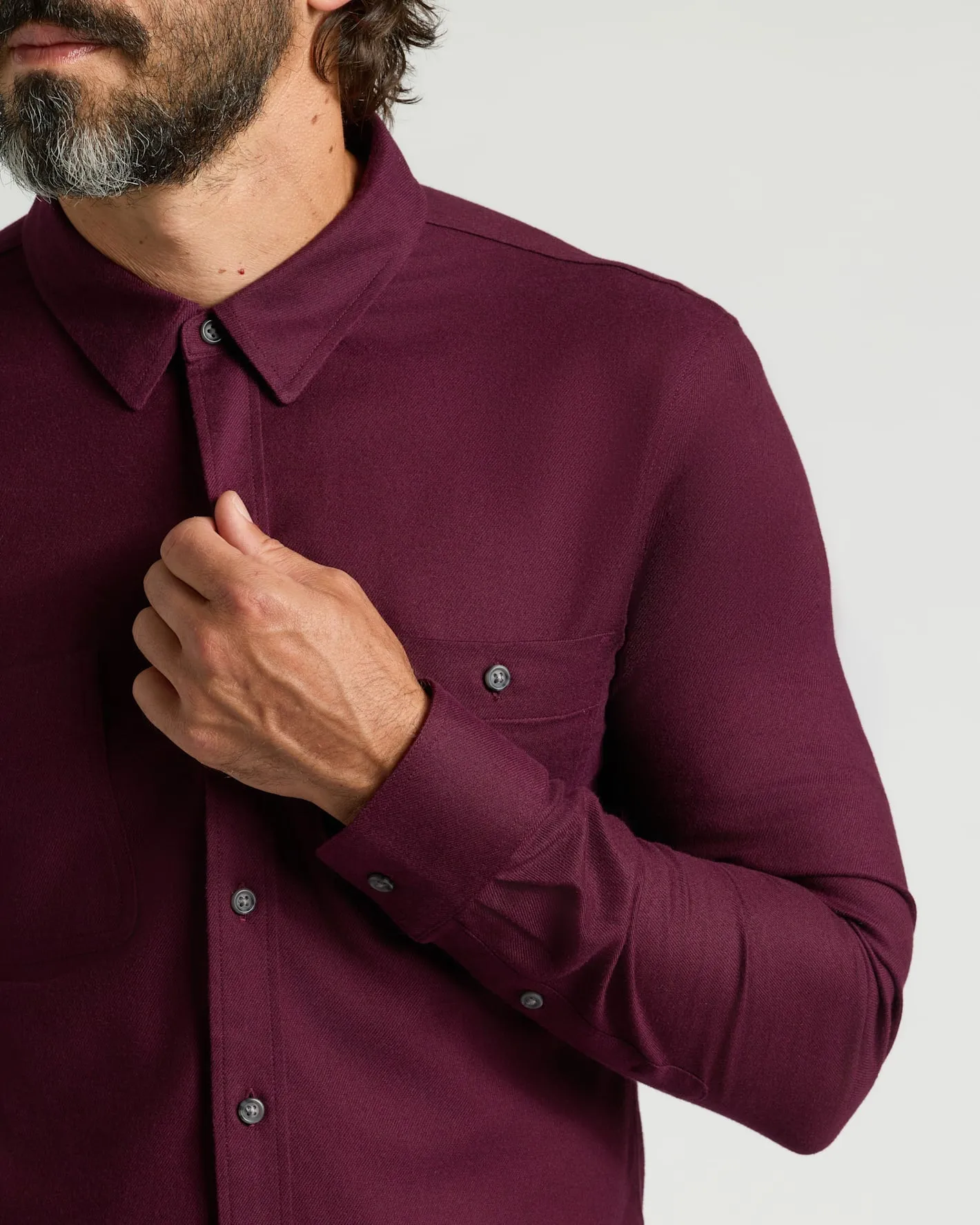Aubergine Long Sleeve Flannel Shirt sold by True Classic product image thumbnail 5