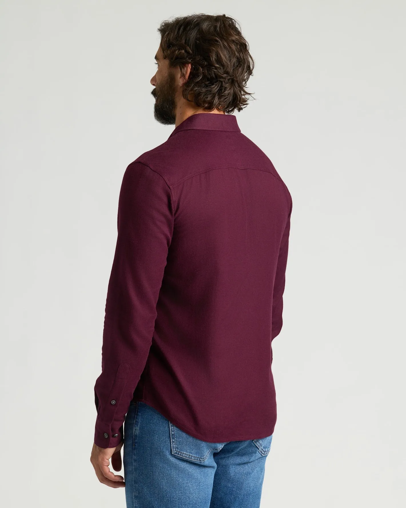 Aubergine Long Sleeve Flannel Shirt sold by True Classic product image thumbnail 3