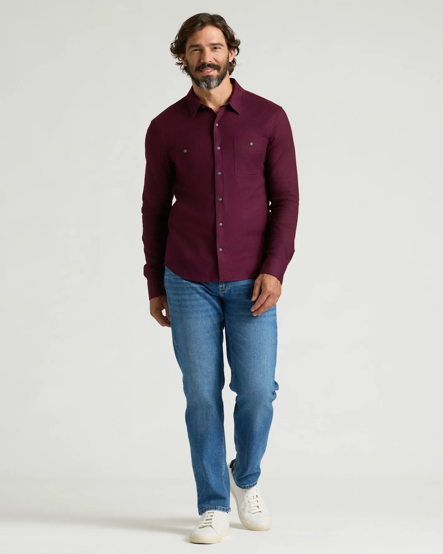 Aubergine Long Sleeve Flannel Shirt sold by True Classic product image thumbnail 4