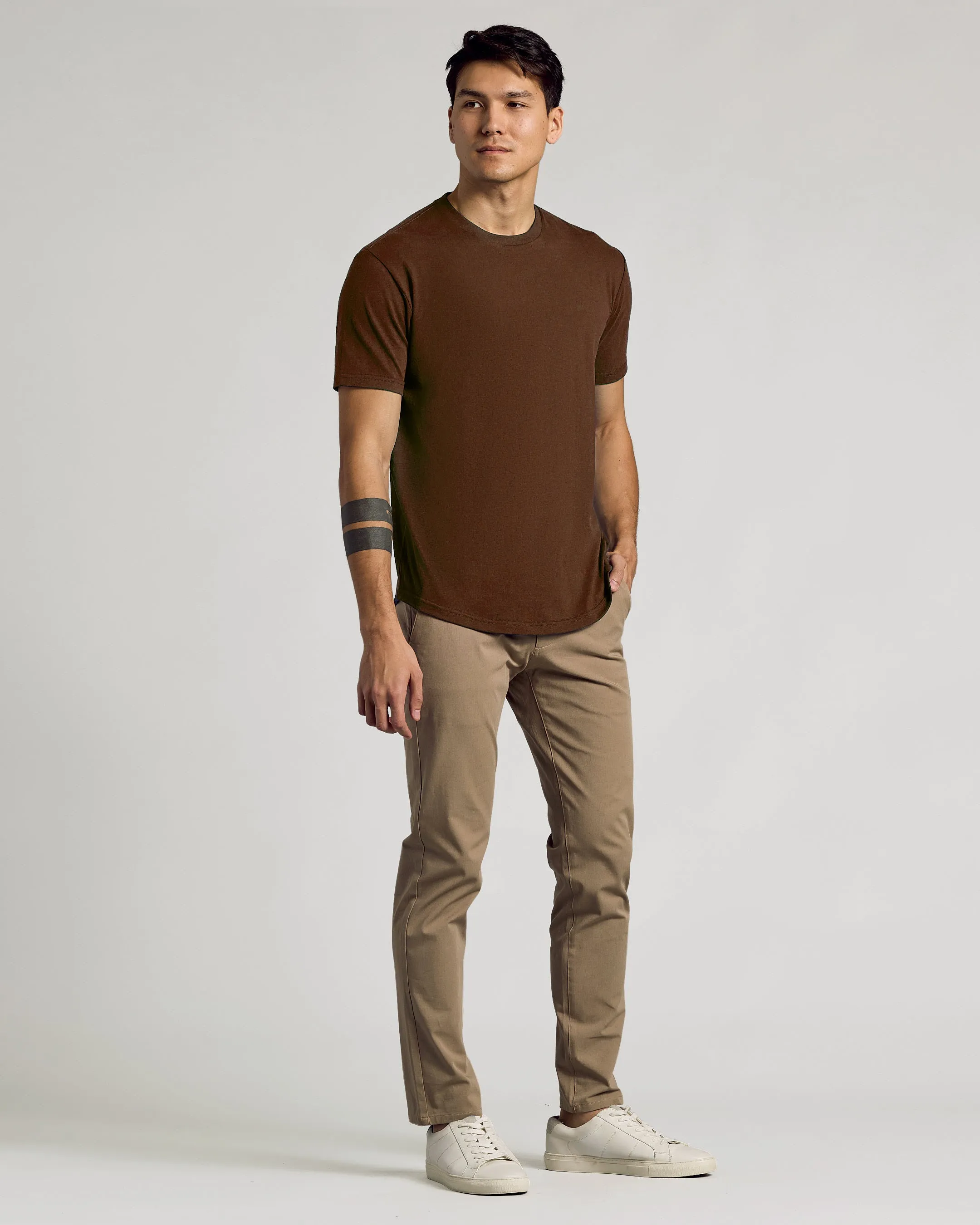 Carob Curved Hem Classic Crew Neck sold by True Classic product image thumbnail 4
