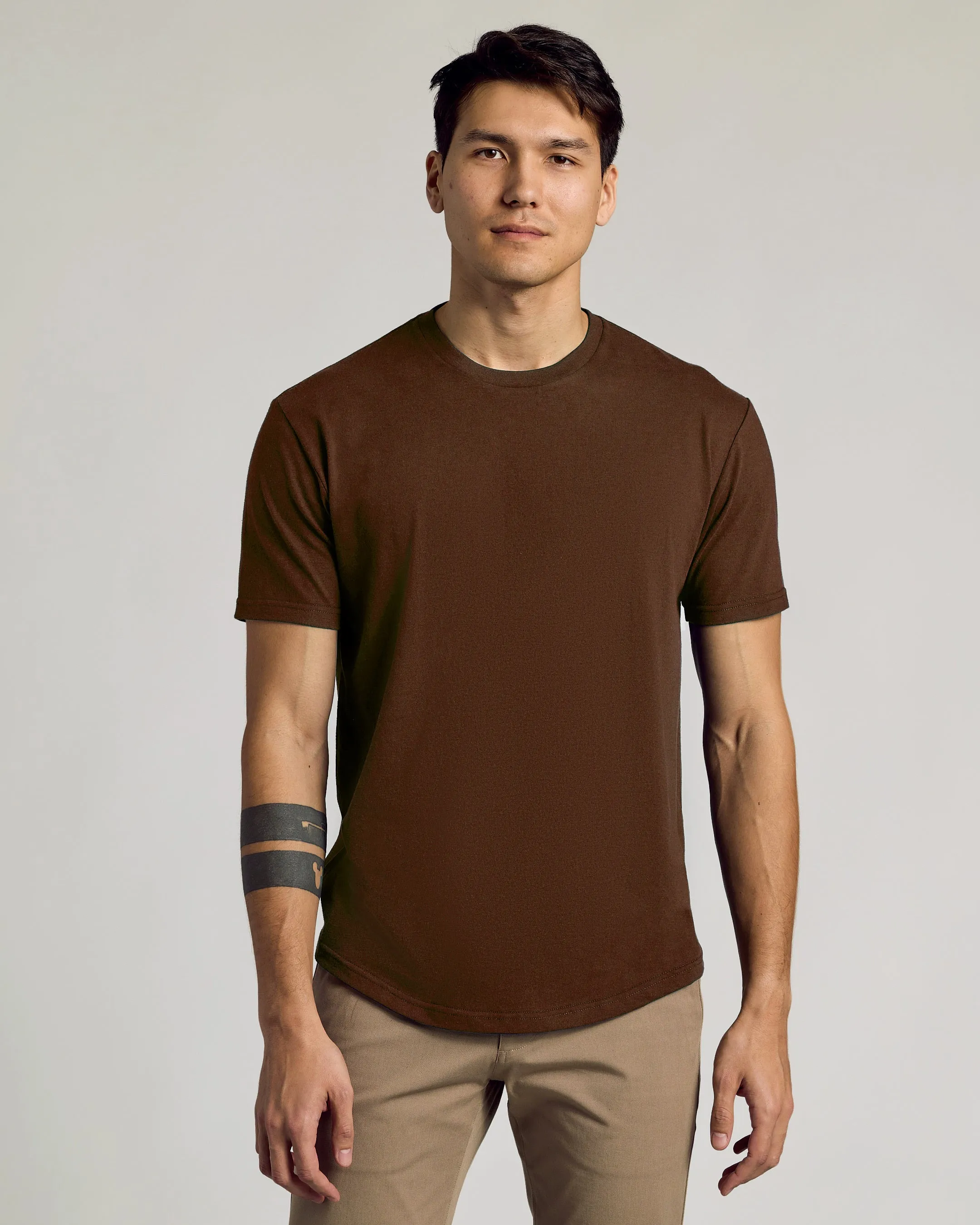 Carob Curved Hem Classic Crew Neck sold by True Classic