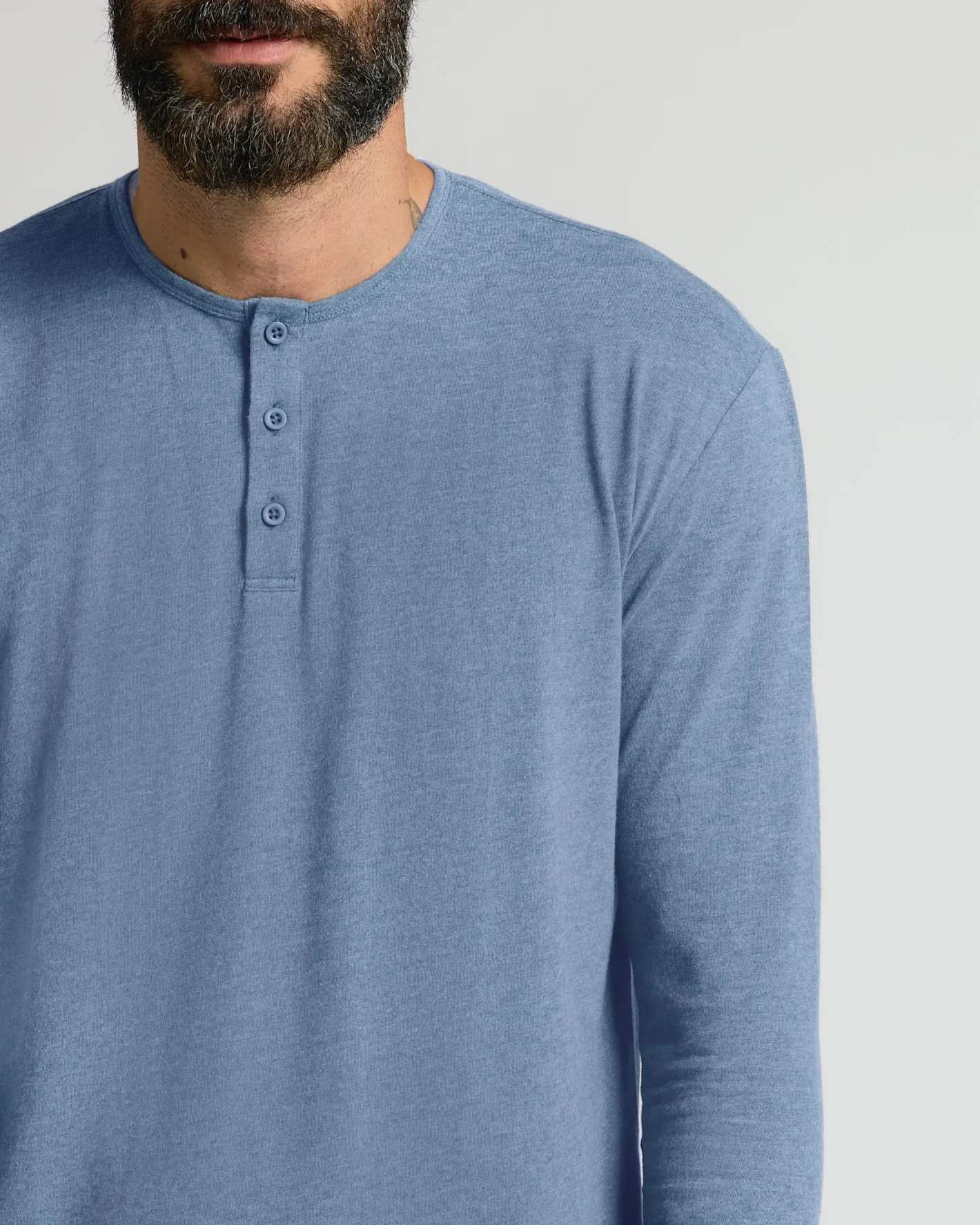 Dark Heather Vintage Navy Classic Long Sleeve Henley sold by True Classic product image thumbnail 5