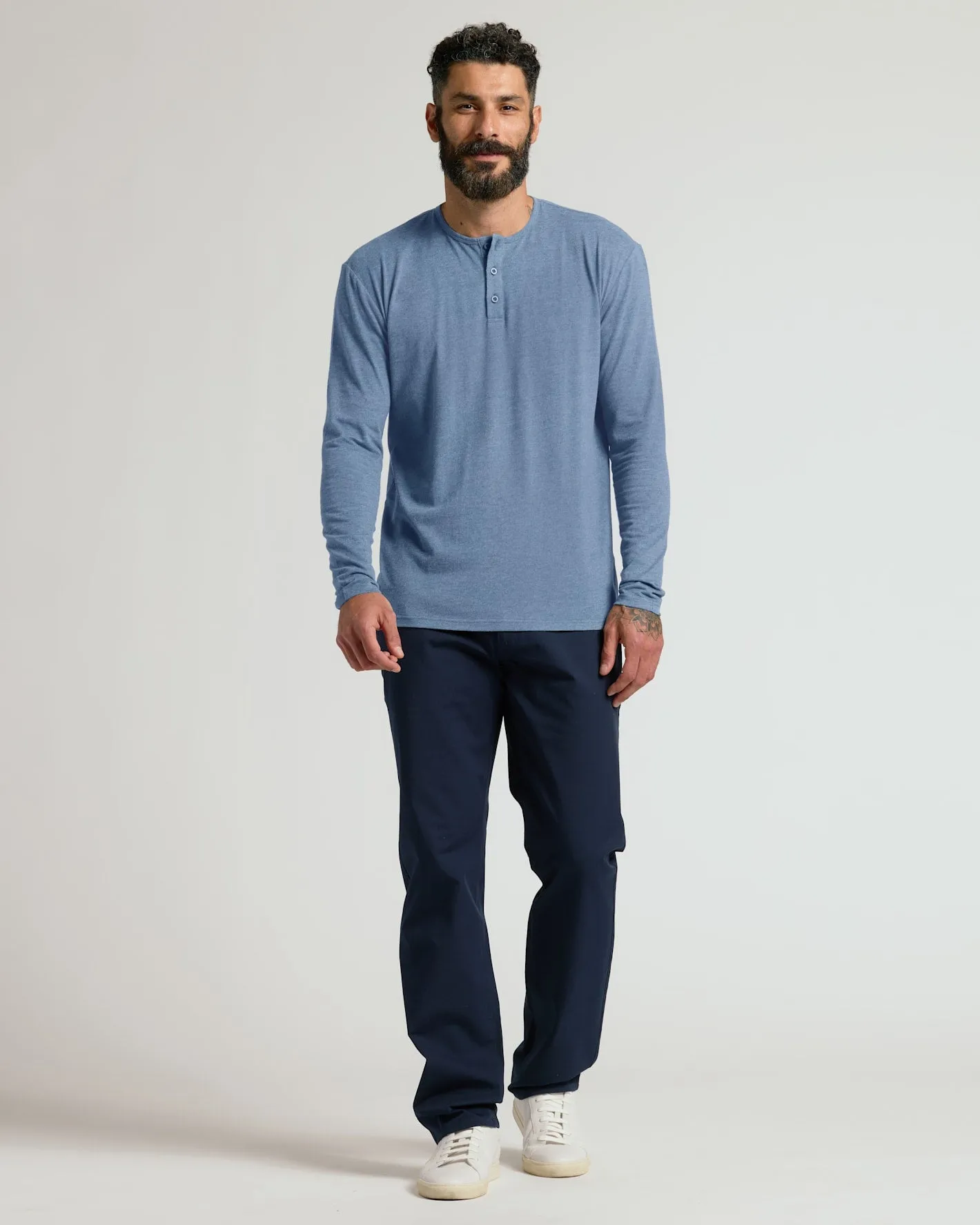 Dark Heather Vintage Navy Classic Long Sleeve Henley sold by True Classic product image thumbnail 4