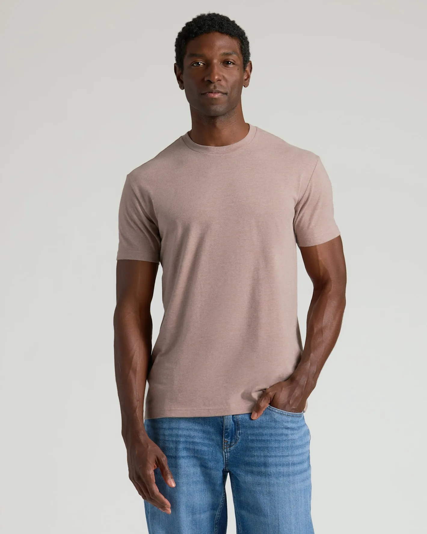 Dark Heather Truffle Classic Crew Neck sold by True Classic
