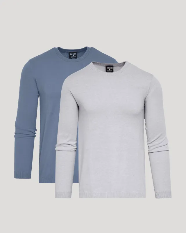 Heather Gray & Fiord Dressy Crew Neck Sweater 2-Pack sold by True Classic