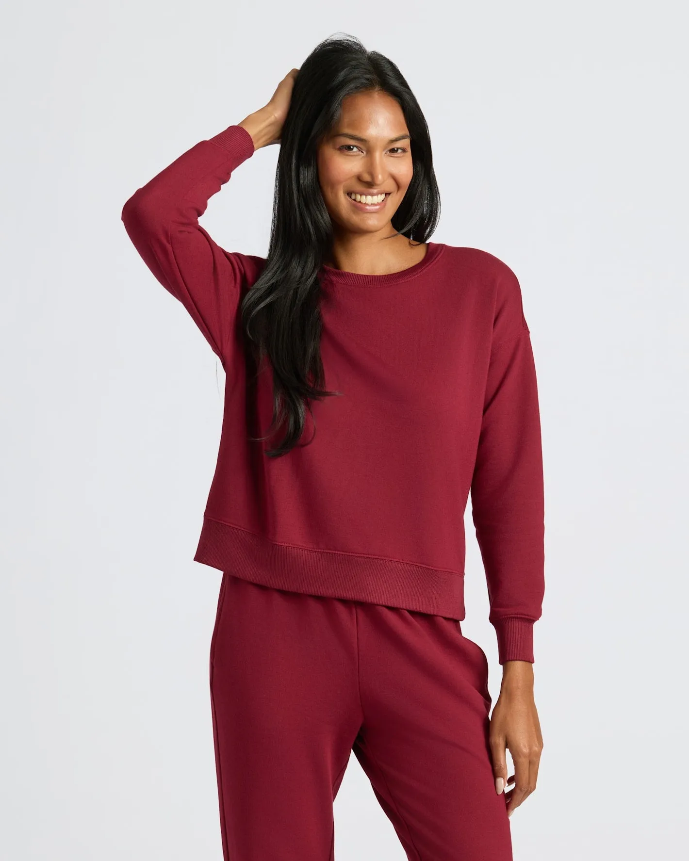 Womens Dark Maroon Slouch Pullover Crew & Relaxed Jogger 2-Pack sold by True Classic product image thumbnail 3