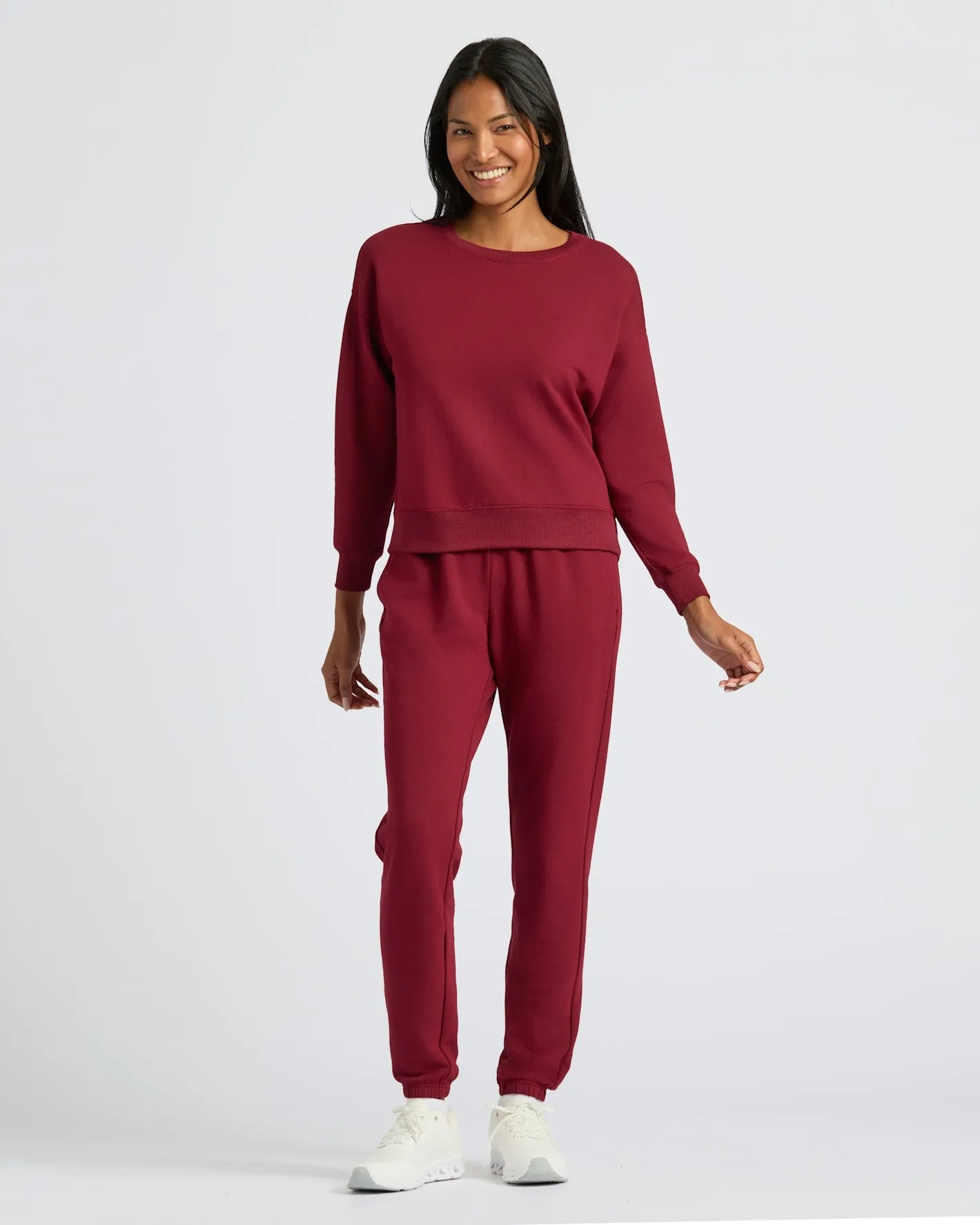 Womens Dark Maroon Slouch Pullover Crew & Relaxed Jogger 2-Pack sold by True Classic product image thumbnail 2