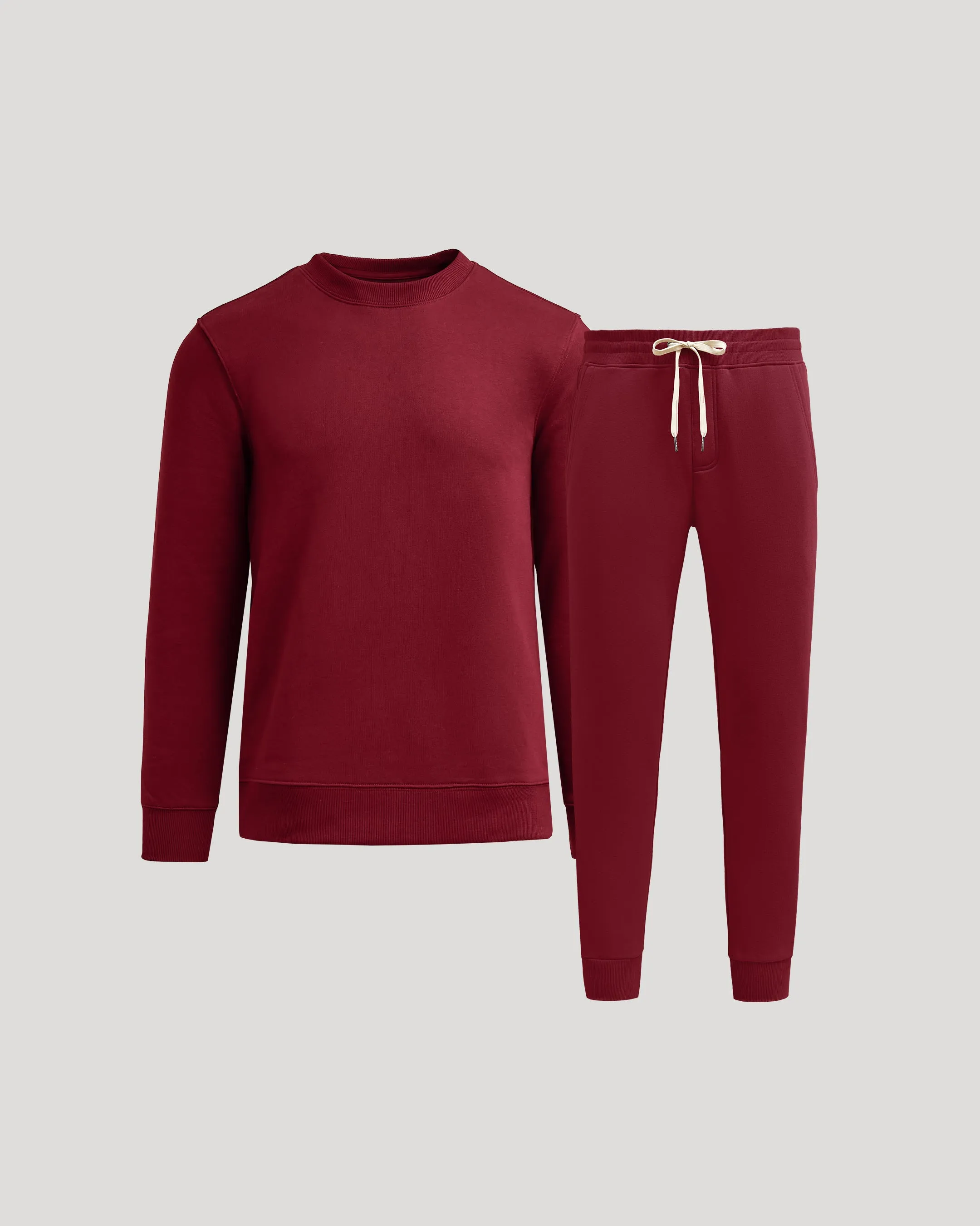 Womens Dark Maroon Slouch Pullover Crew & Relaxed Jogger 2-Pack sold by True Classic