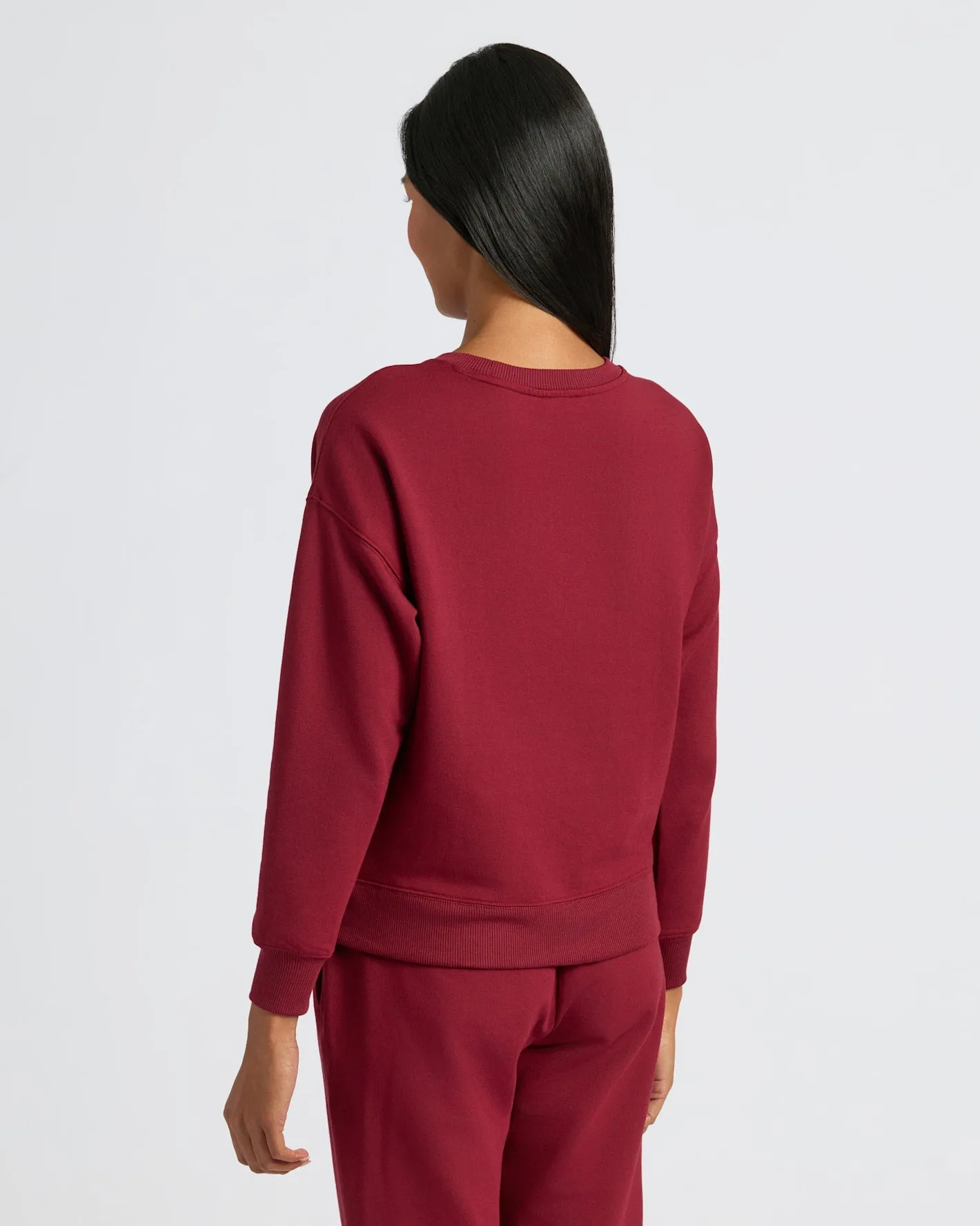 Womens Dark Maroon Slouch Pullover Crew & Relaxed Jogger 2-Pack sold by True Classic product image thumbnail 4