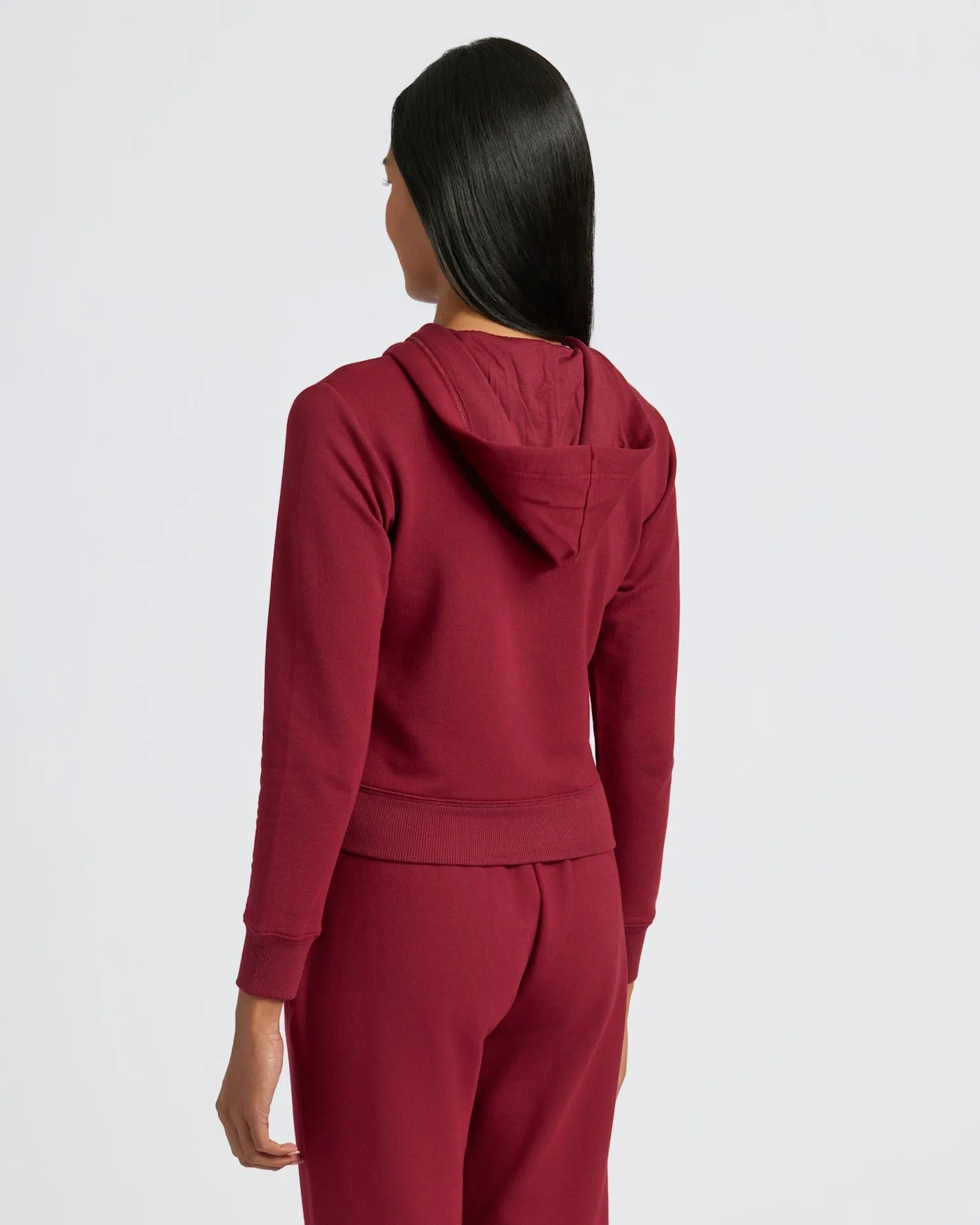 Womens Dark Maroon Crop Zip Hoodie & Relaxed Jogger 2-Pack sold by True Classic product image thumbnail 4