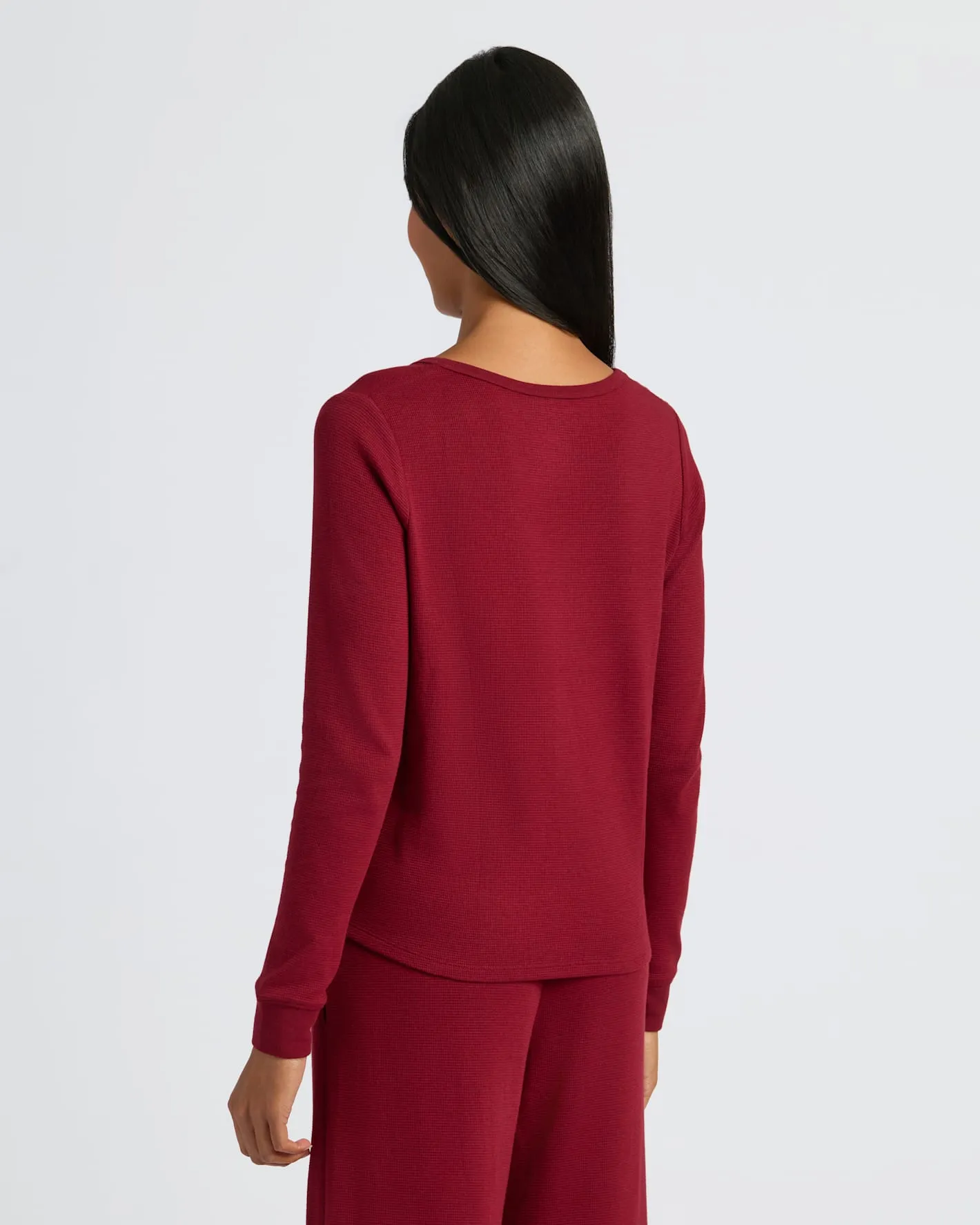 Womens Dark Maroon Waffle Long Sleeve Henley & Waffle Leg Pant 2-Pack sold by True Classic product image thumbnail 4