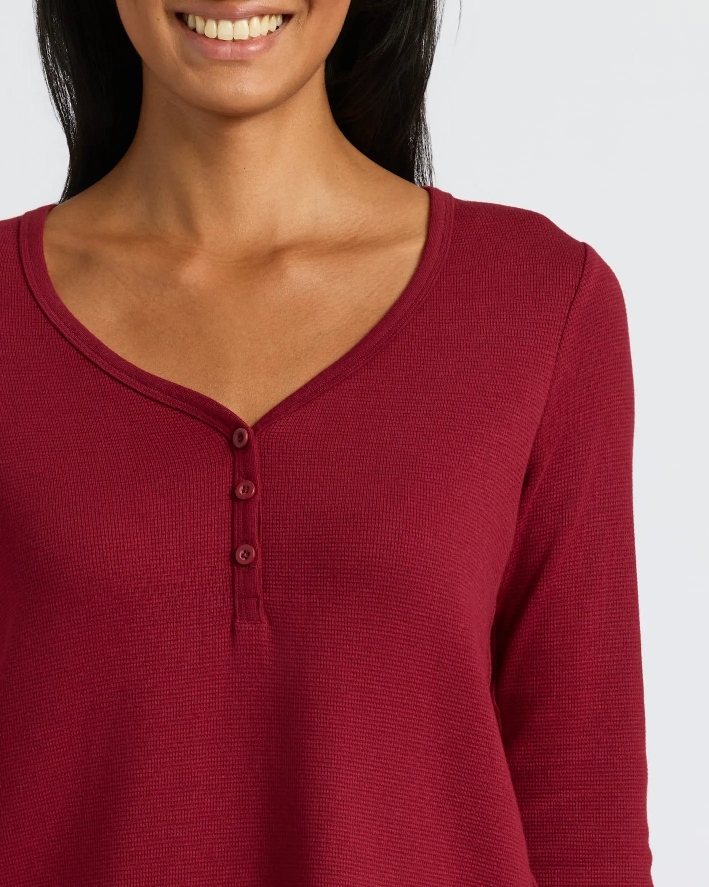 Womens Dark Maroon Waffle Long Sleeve Henley & Waffle Leg Pant 2-Pack sold by True Classic product image thumbnail 5