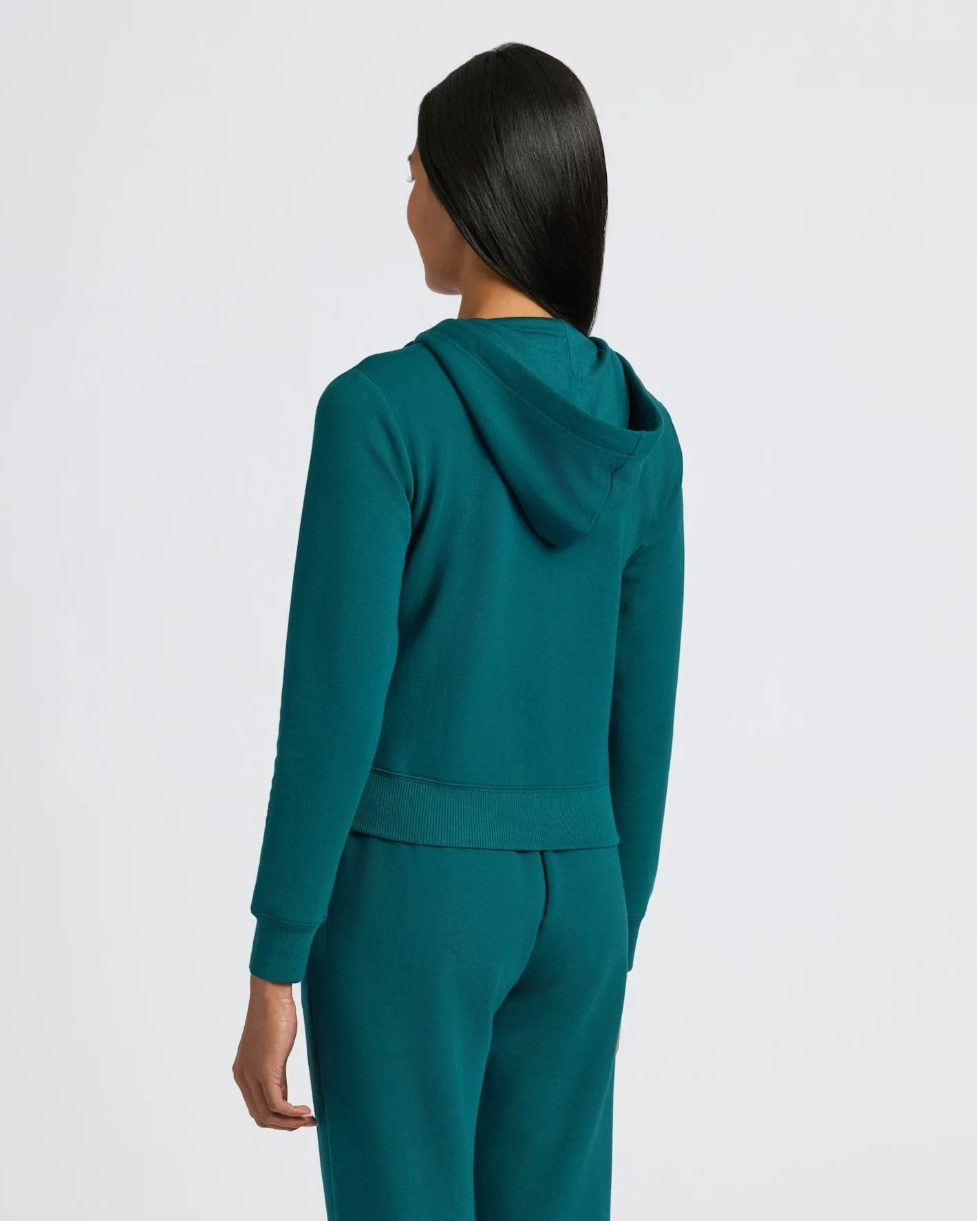 Womens Deep Emerald Crop Zip Hoodie sold by True Classic product image thumbnail 3