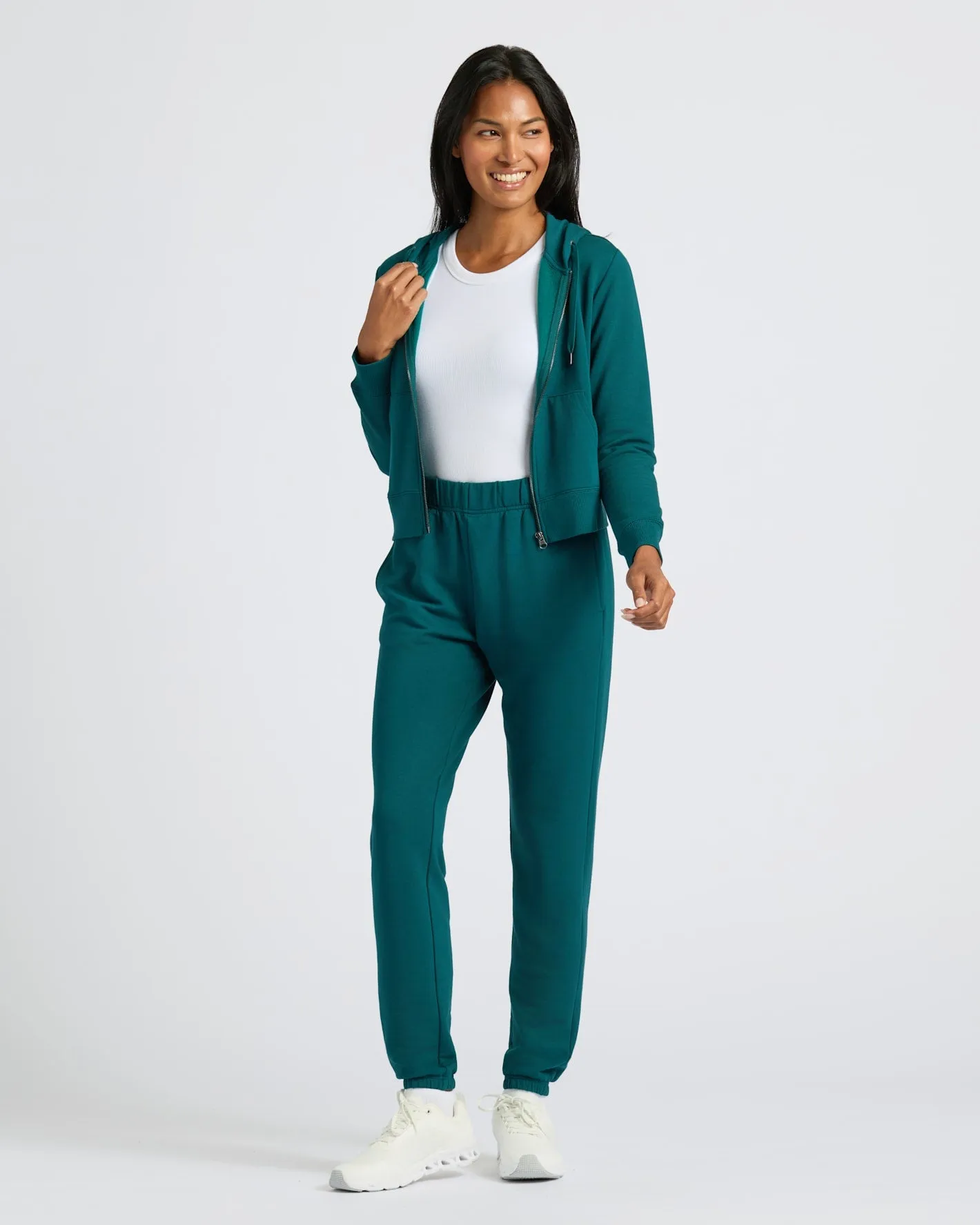 Womens Deep Emerald Crop Zip Hoodie sold by True Classic product image thumbnail 2