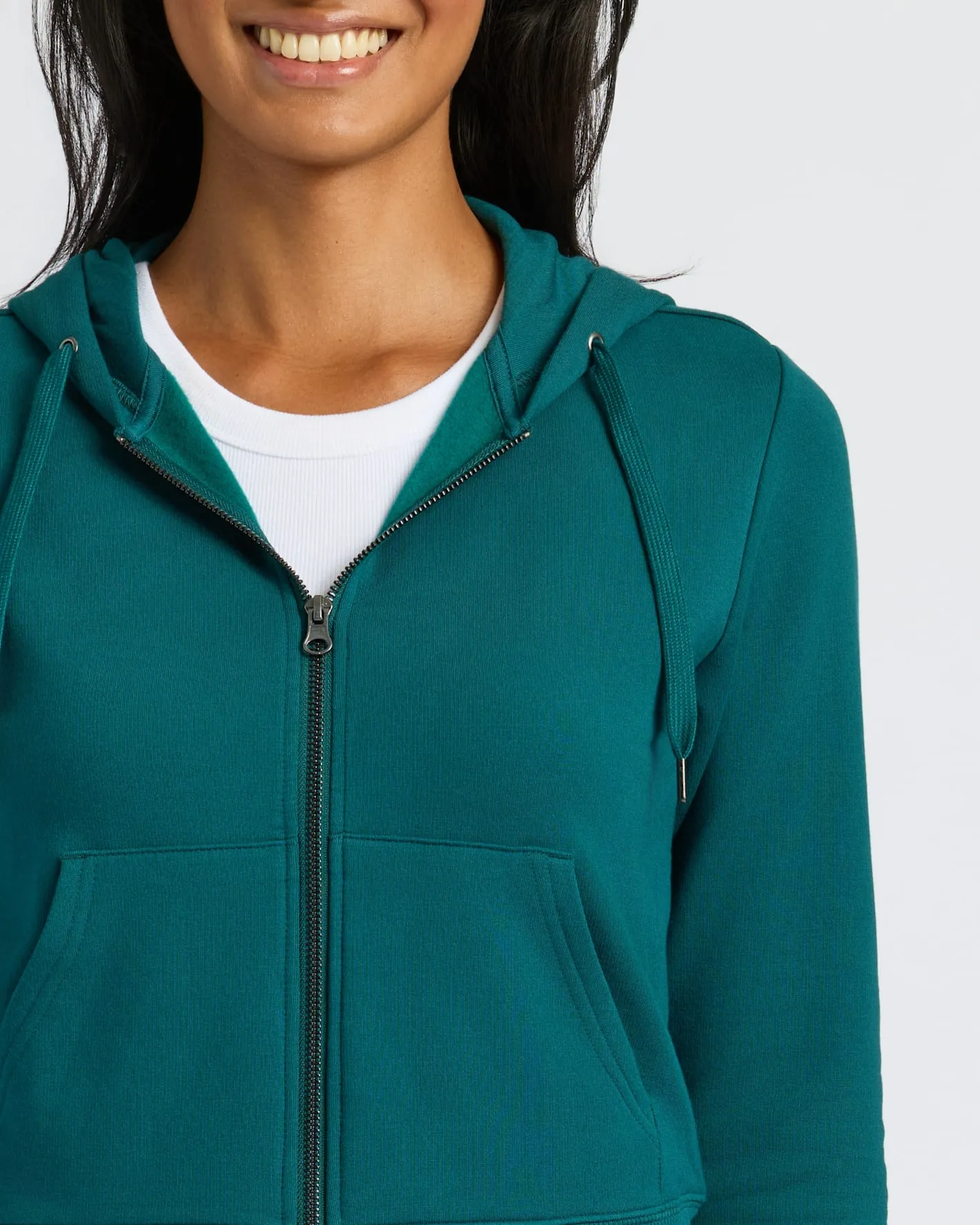 Womens Deep Emerald Crop Zip Hoodie sold by True Classic product image thumbnail 4