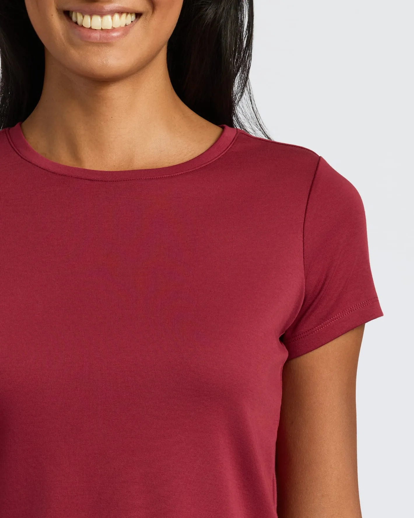 Womens Dark Maroon Cropped Boxy Crew Neck Tee sold by True Classic product image thumbnail 4