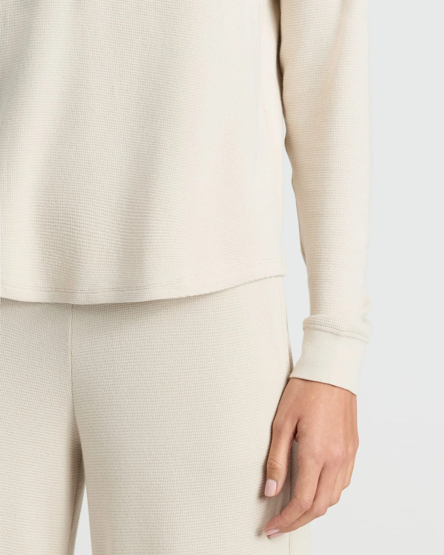 Womens Oatmeal Waffle Long Sleeve Henley & Waffle Leg Pant 2-Pack sold by True Classic product image thumbnail 5