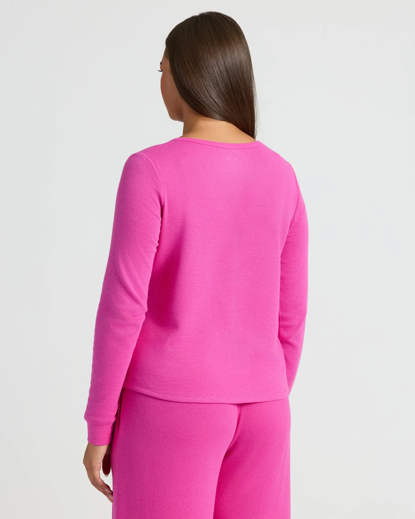 Womens Electric Fuchsia Waffle Long Sleeve Henley & Waffle Leg Pant 2-Pack sold by True Classic product image thumbnail 4