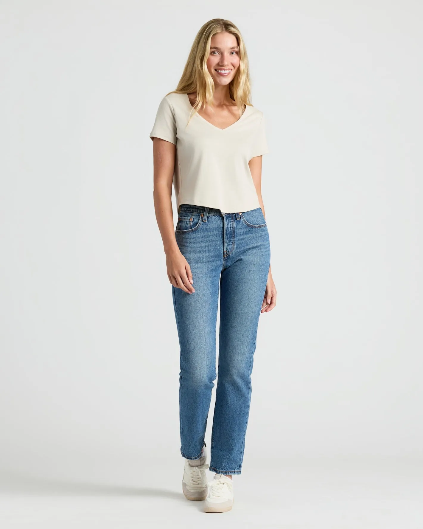 Womens Staple Cropped Boxy V-Neck Tee 4-Pack sold by True Classic product image thumbnail 2