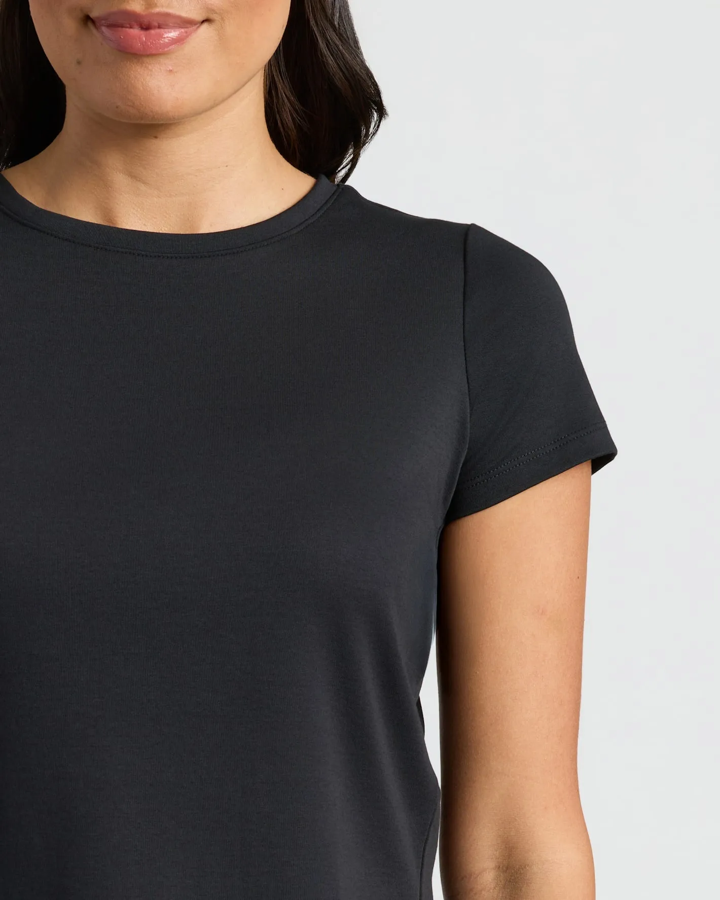 Womens Black & Oatmeal Cropped Boxy Crew Neck Tee 2-Pack sold by True Classic product image thumbnail 5