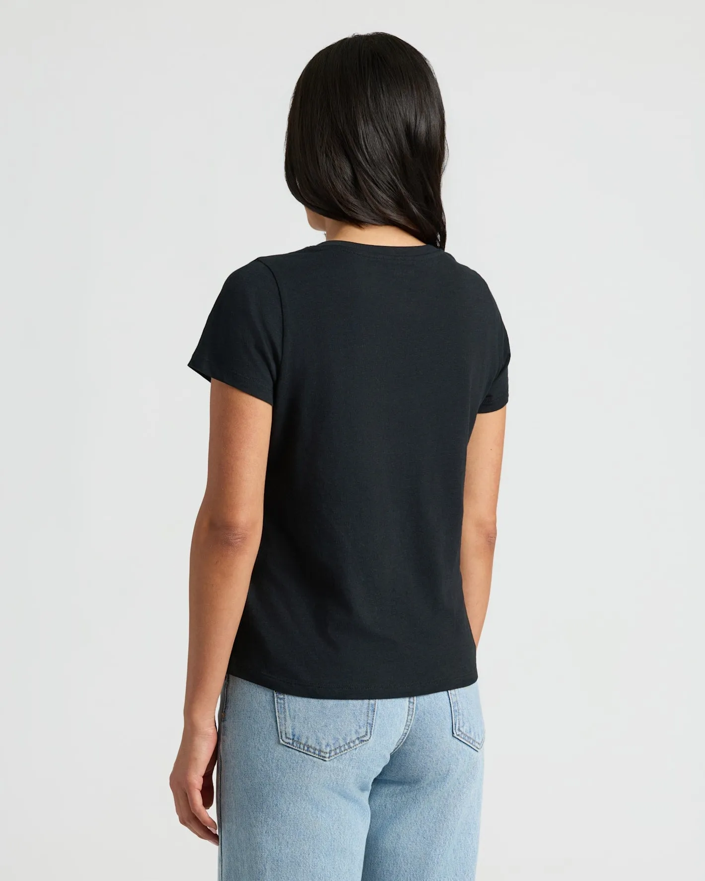 Womens Black Relaxed Slub V-Neck Tee 4-Pack sold by True Classic product image thumbnail 4
