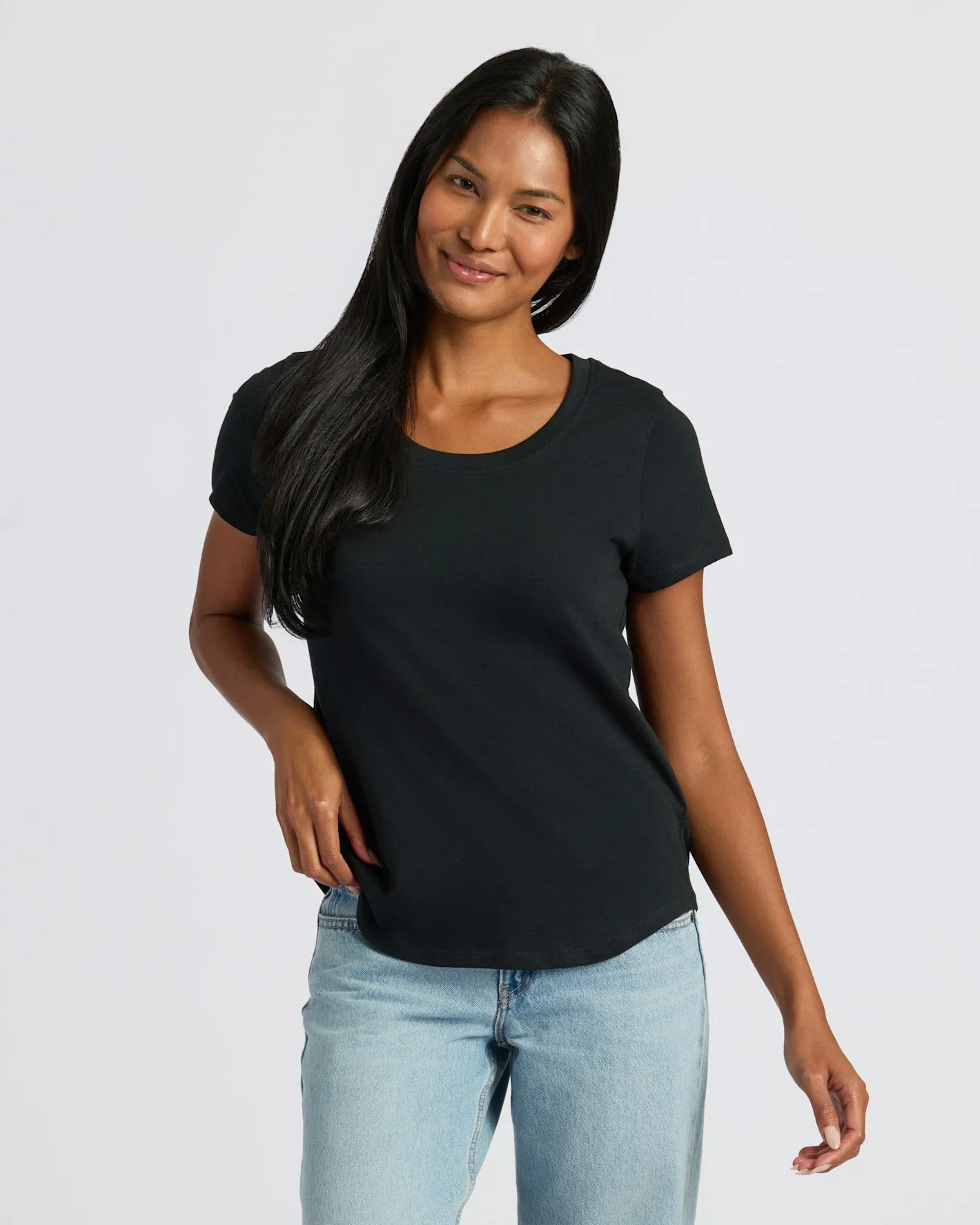 Womens Black Slub Scoop Neck Tee 4-Pack sold by True Classic product image thumbnail 3
