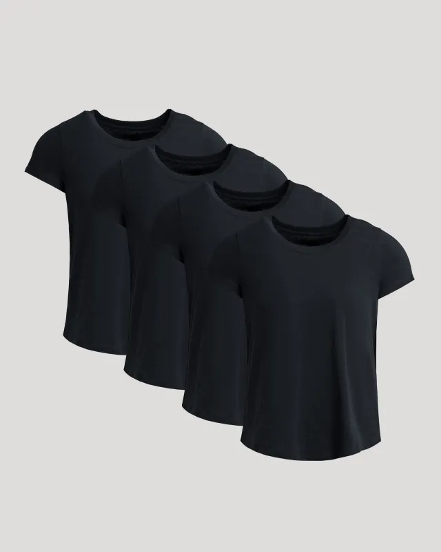 Womens Black Slub Scoop Neck Tee 4-Pack sold by True Classic