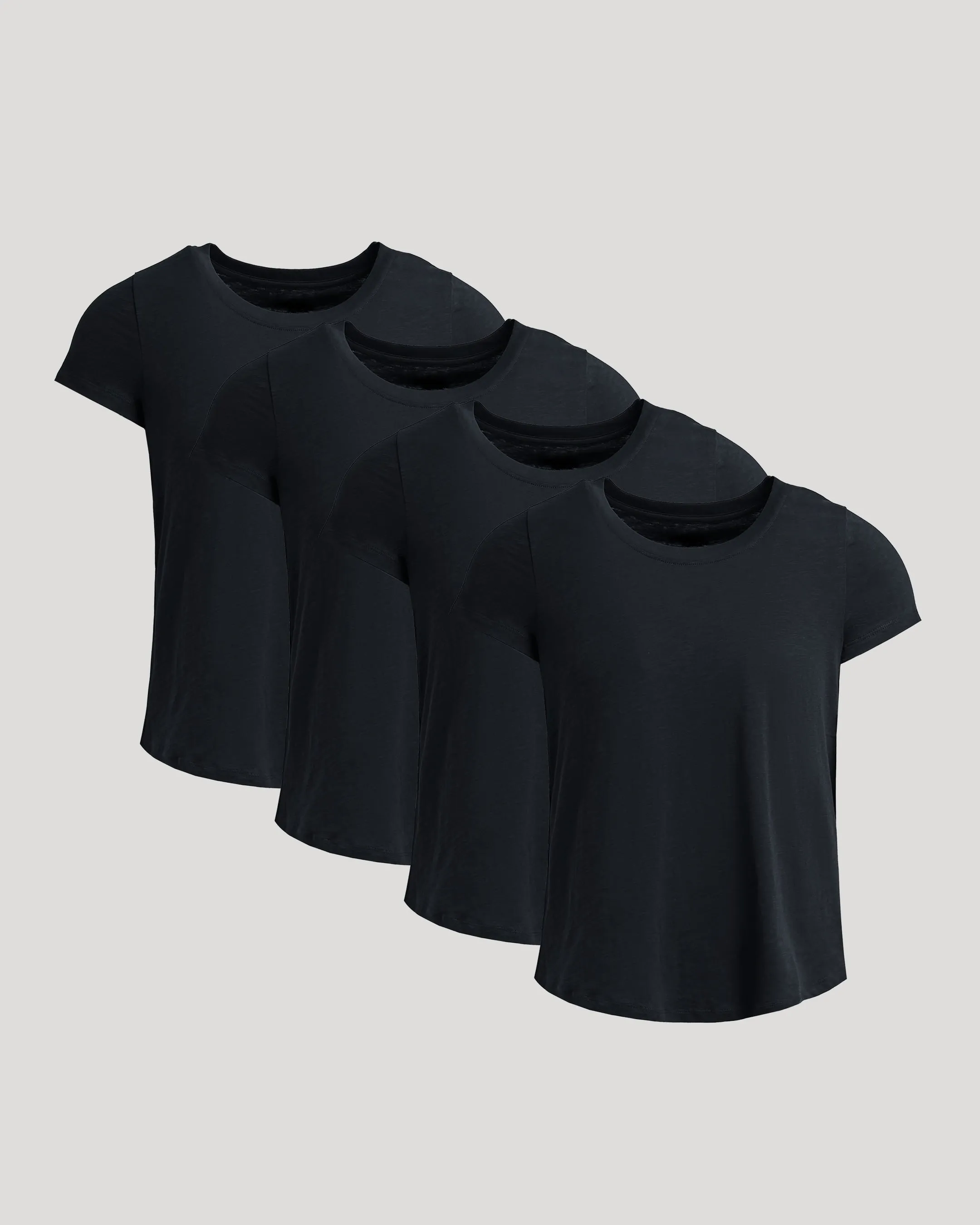 Womens Black Slub Scoop Neck Tee 4-Pack sold by True Classic
