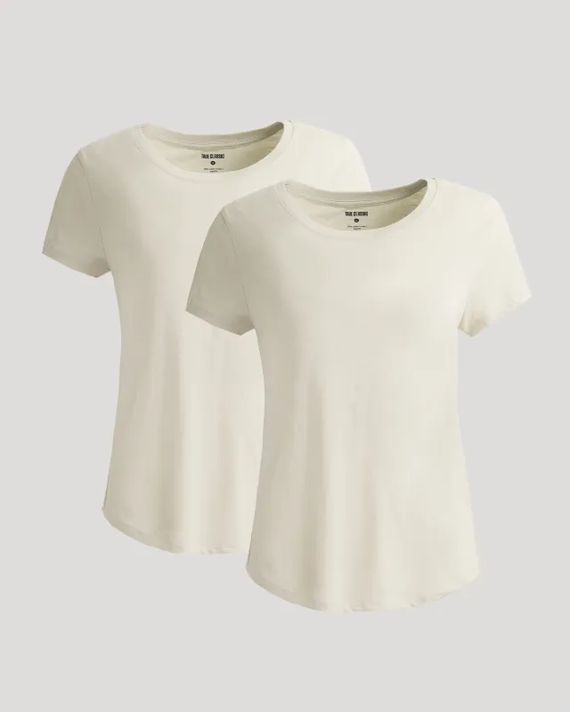Womens Oatmeal Slub Scoop Neck Tee 2-Pack sold by True Classic