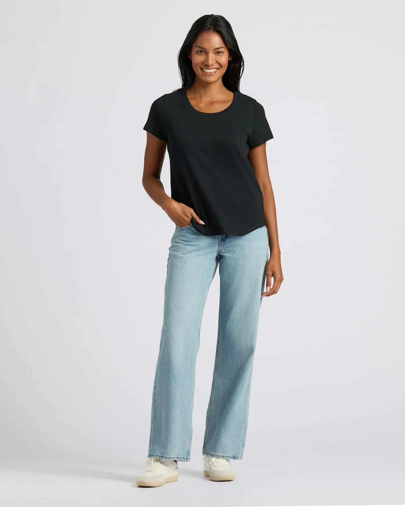 Womens Black Slub Scoop Neck Tee 2-Pack sold by True Classic product image thumbnail 2