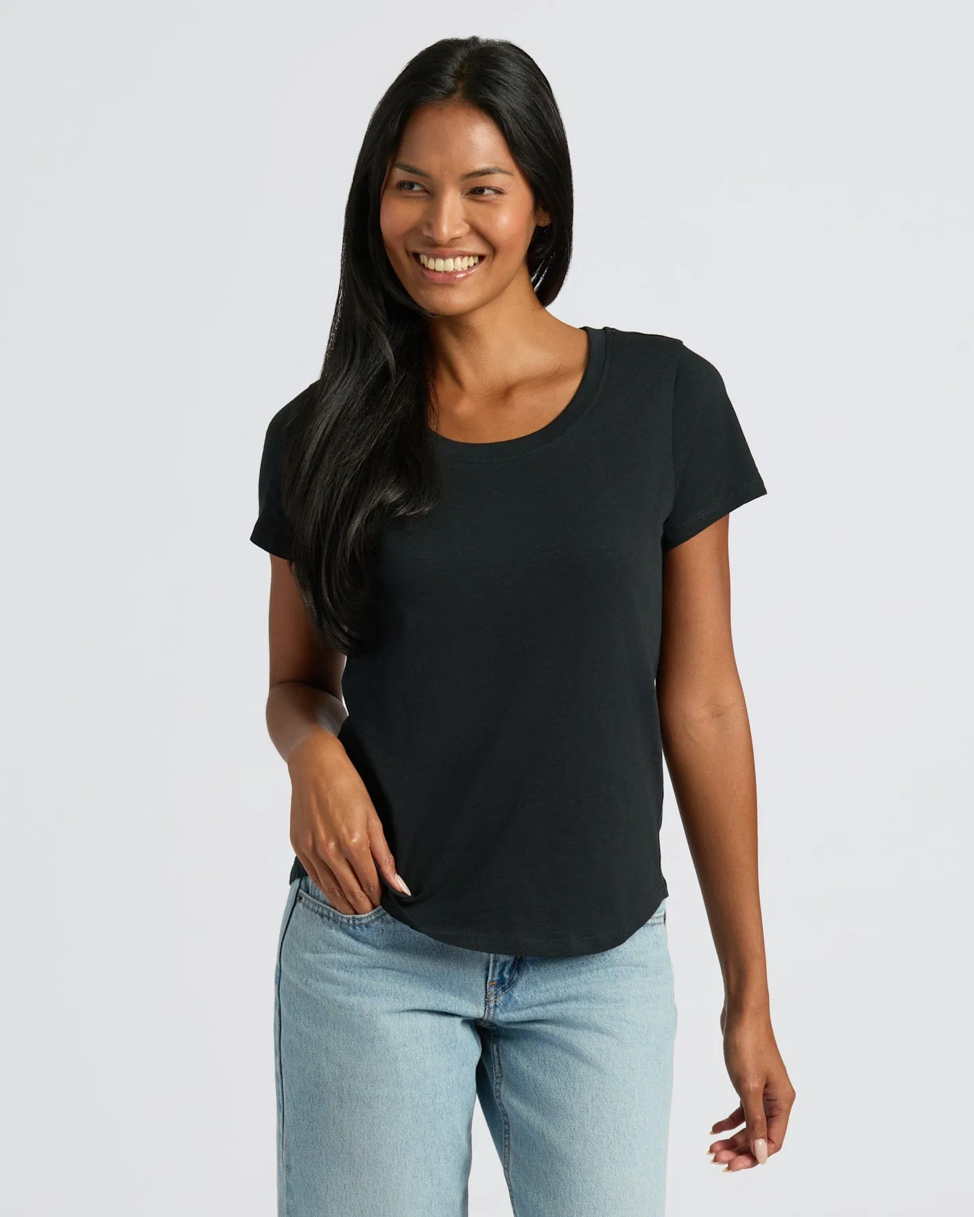 Womens Black Slub Scoop Neck Tee 2-Pack sold by True Classic product image thumbnail 3