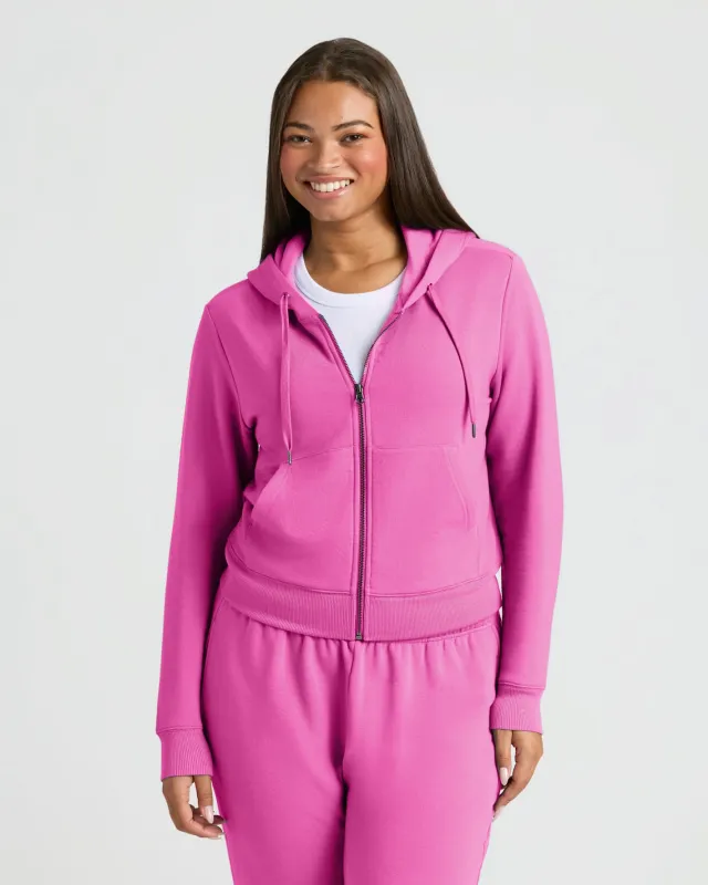 Womens Electric Fuchsia Crop Zip Hoodie sold by True Classic