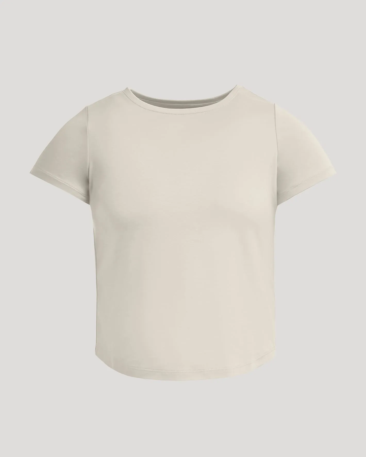 Womens Oatmeal Cropped Boxy Crew Neck Tee sold by True Classic product image thumbnail 5